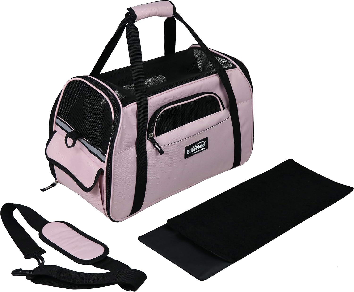 EliteField Soft-Sided Pet Carrier for Cats & Small Dogs (3-Year Warranty) | Airline Approved, Removable Bed & Cover, Built-In Leash, Luggage Sleeve, Seat Belt Loop, Waterproof, Durable, Foldable