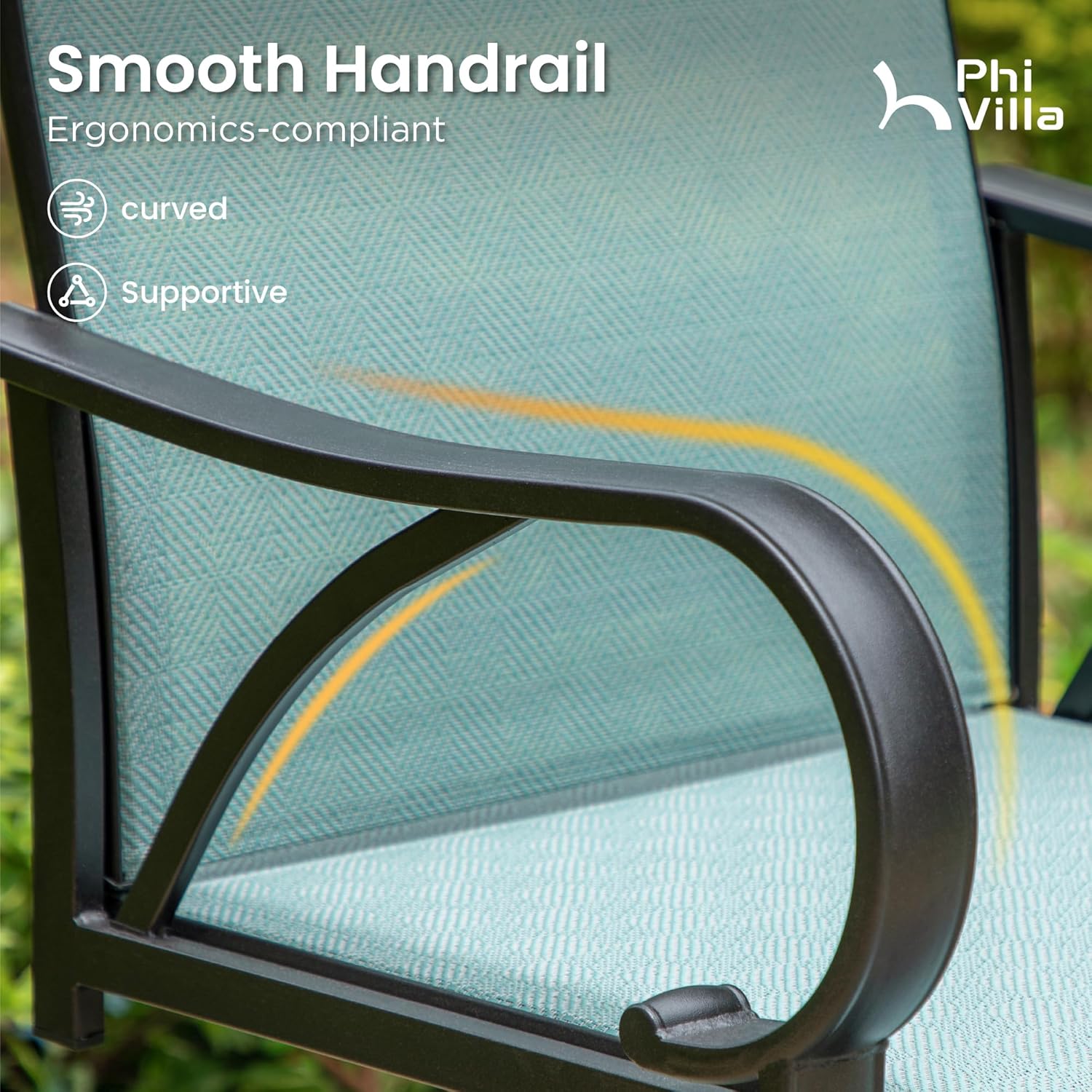 PHI VILLA Bar Height Patio Table and Chairs Set for 2