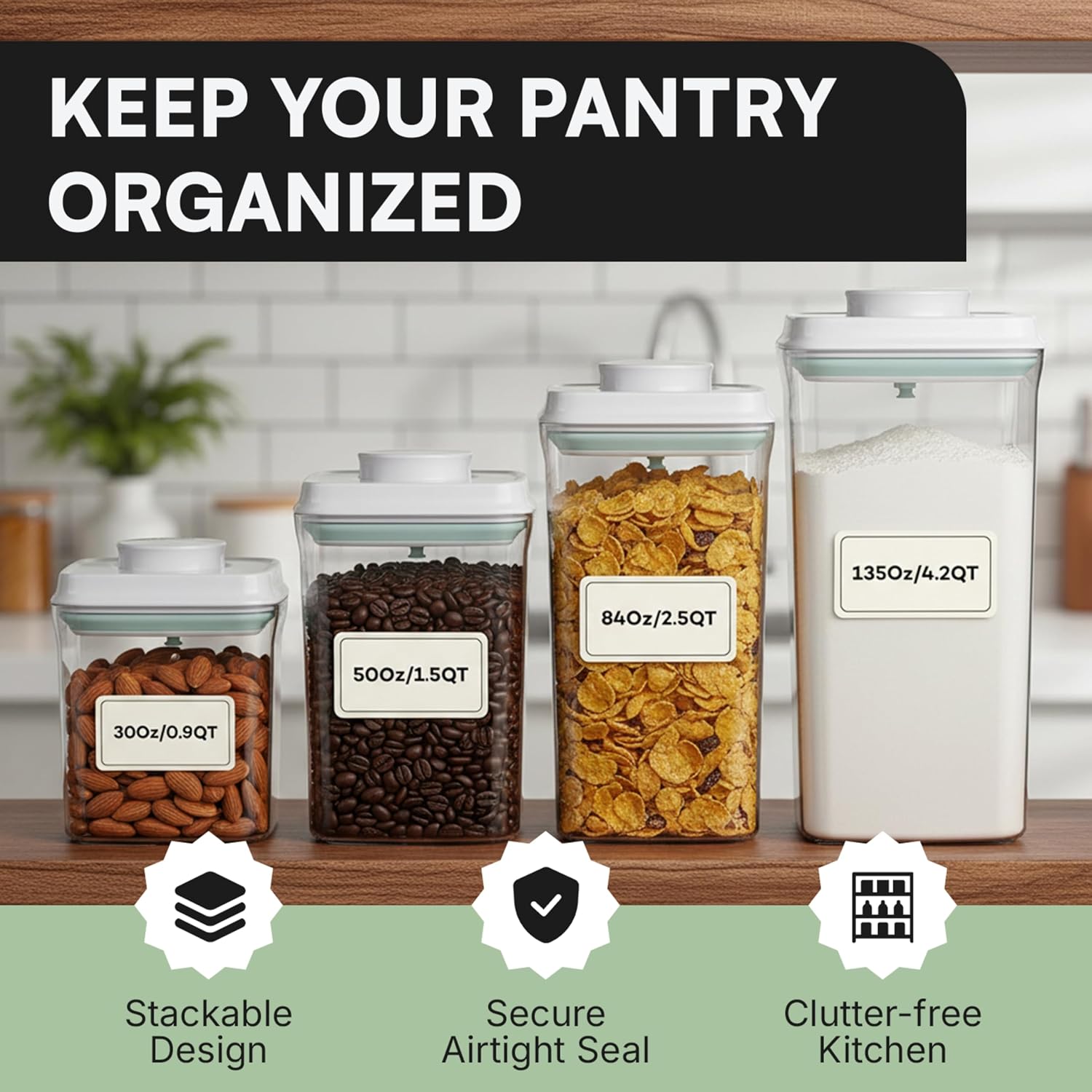 Bop Top Airtight Food Storage Containers | Pop-Top Lid | 16.5 Cups / 135 Oz