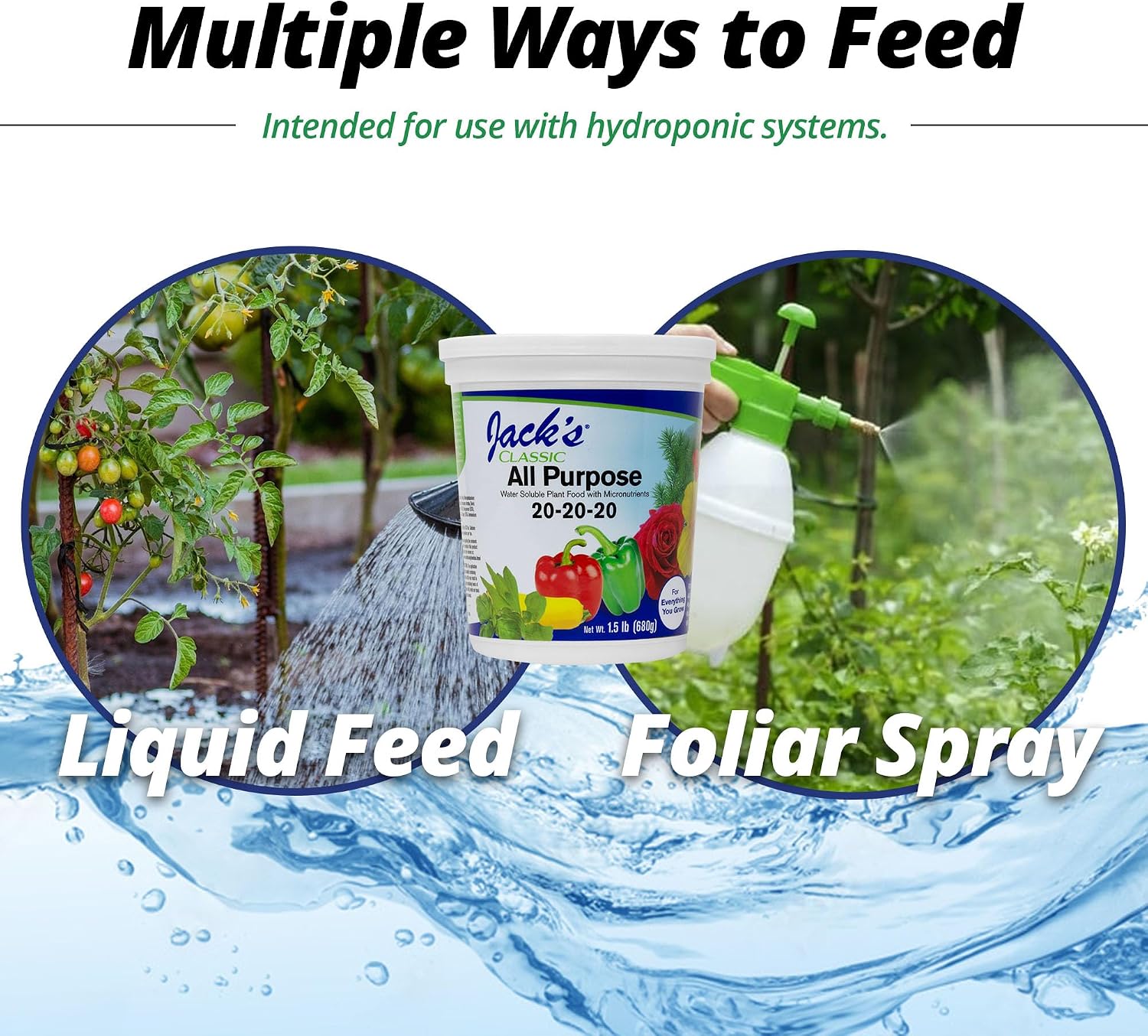 Jack's Classic 20-20-20 All Purpose Water-Soluble Fertilizer, 8oz | Powdered, Targeted Micronutrient Package, Promotes Growth, Green-Up, and Leaf Expansion on All Indoor and Outdoor Plants