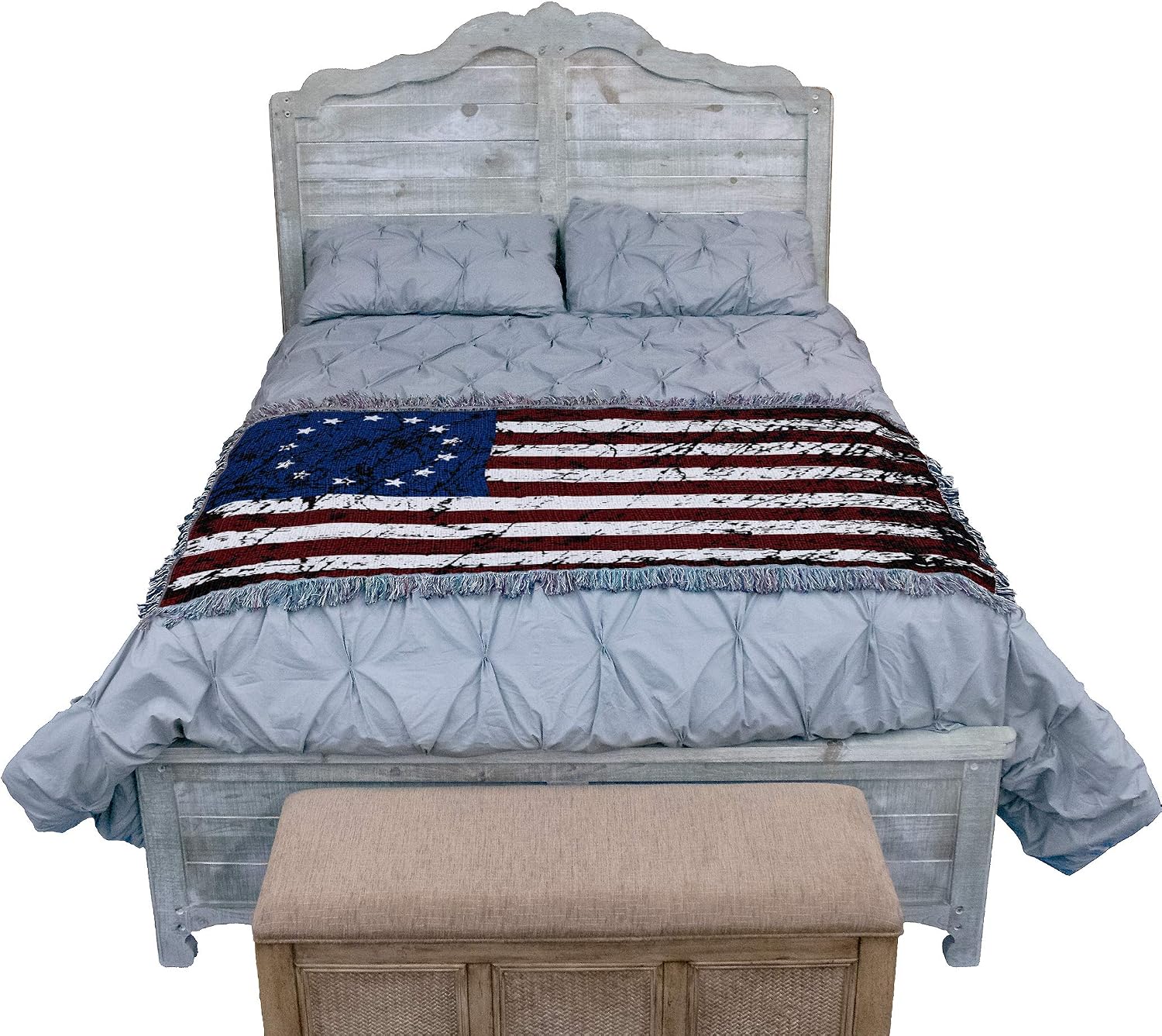 United States American Flag Blanket - Gift Soft Tapestry Throw Woven from Cotton - Made in The USA (69x48)