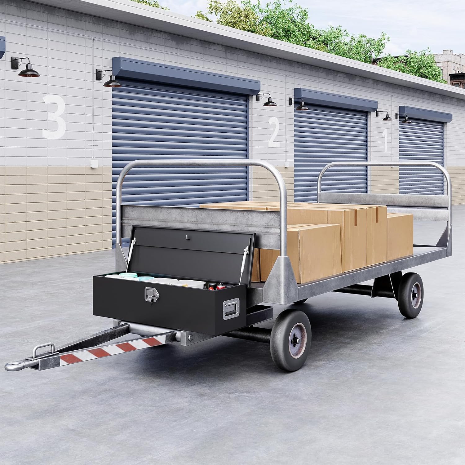 30 Inch Steel Heavy Duty Truck Bed Tool Box, Trailer Tongue Tool Box with Lock and Keys, Tool Box for Storage, Utility Trailer Tool Box for Truck, Pickup, RV, Trailer