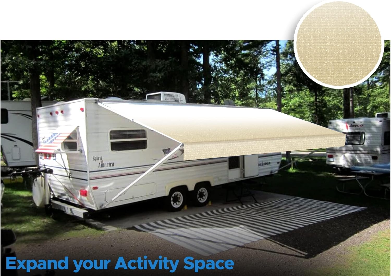SunWave Premium Vinyl RV Canopy | Awning Fabric Replacement (20', Grey Fade)