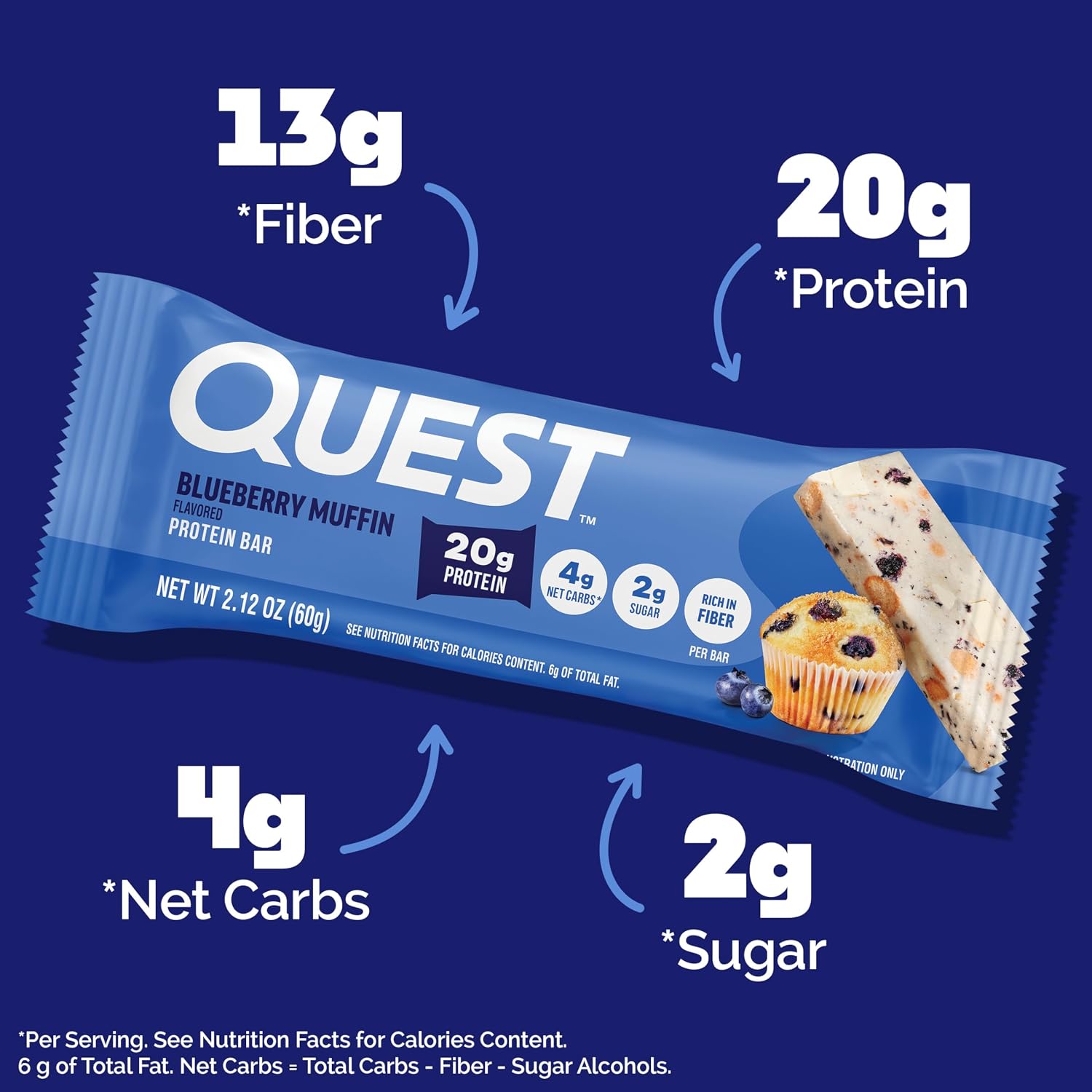 Quest Nutrition Oatmeal Chocolate Chip Protein Bars, 20g Protein, 12 Count | 12g Fiber, 5g Net Carbs, 1g Sugar, Gluten Free, High Quality Protein, Soft and Chewy, Individually Wrapped 2.12oz Bars