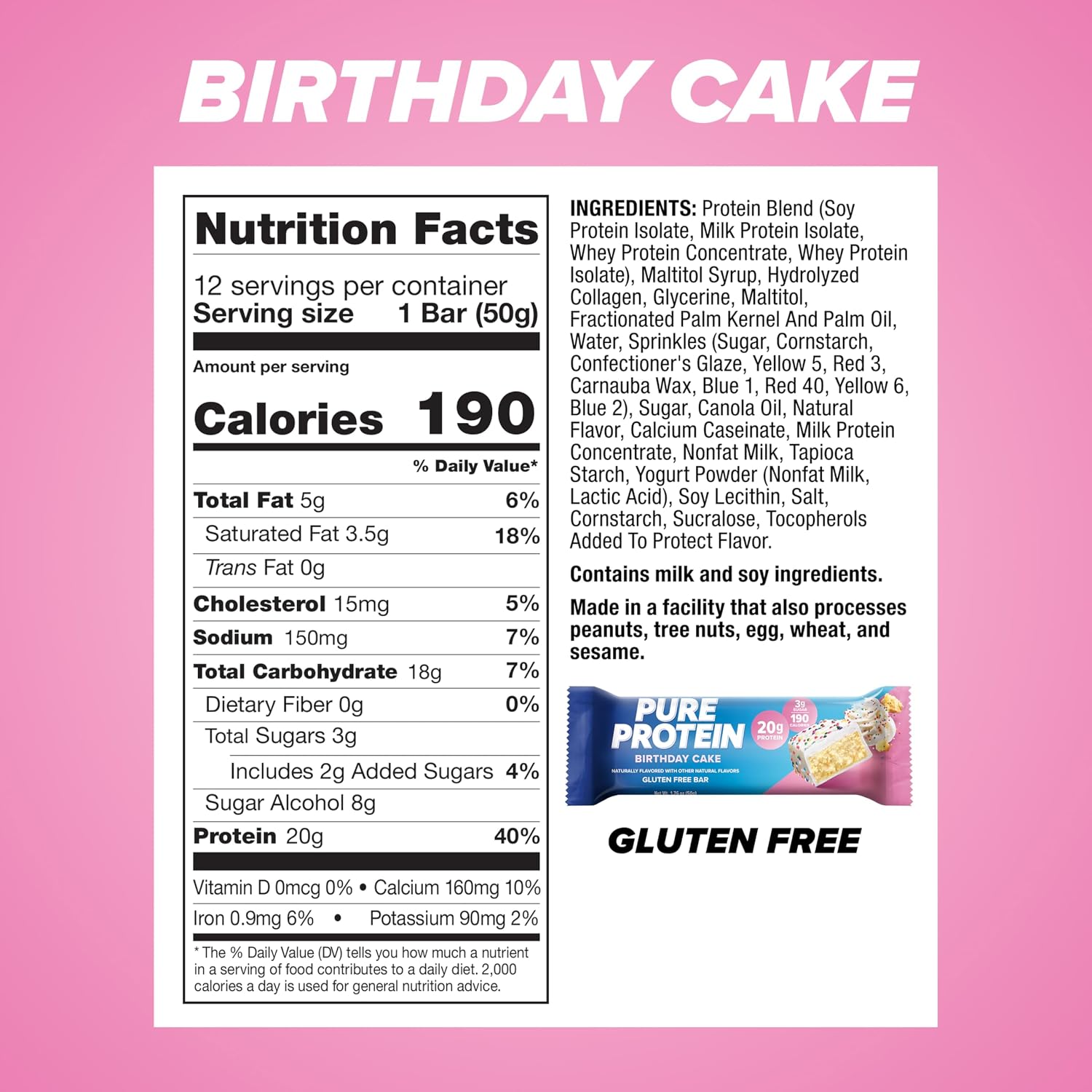 Pure Protein Chocolate Deluxe Protein Bars, 21g Protein, Gluten Free, 12 Ct