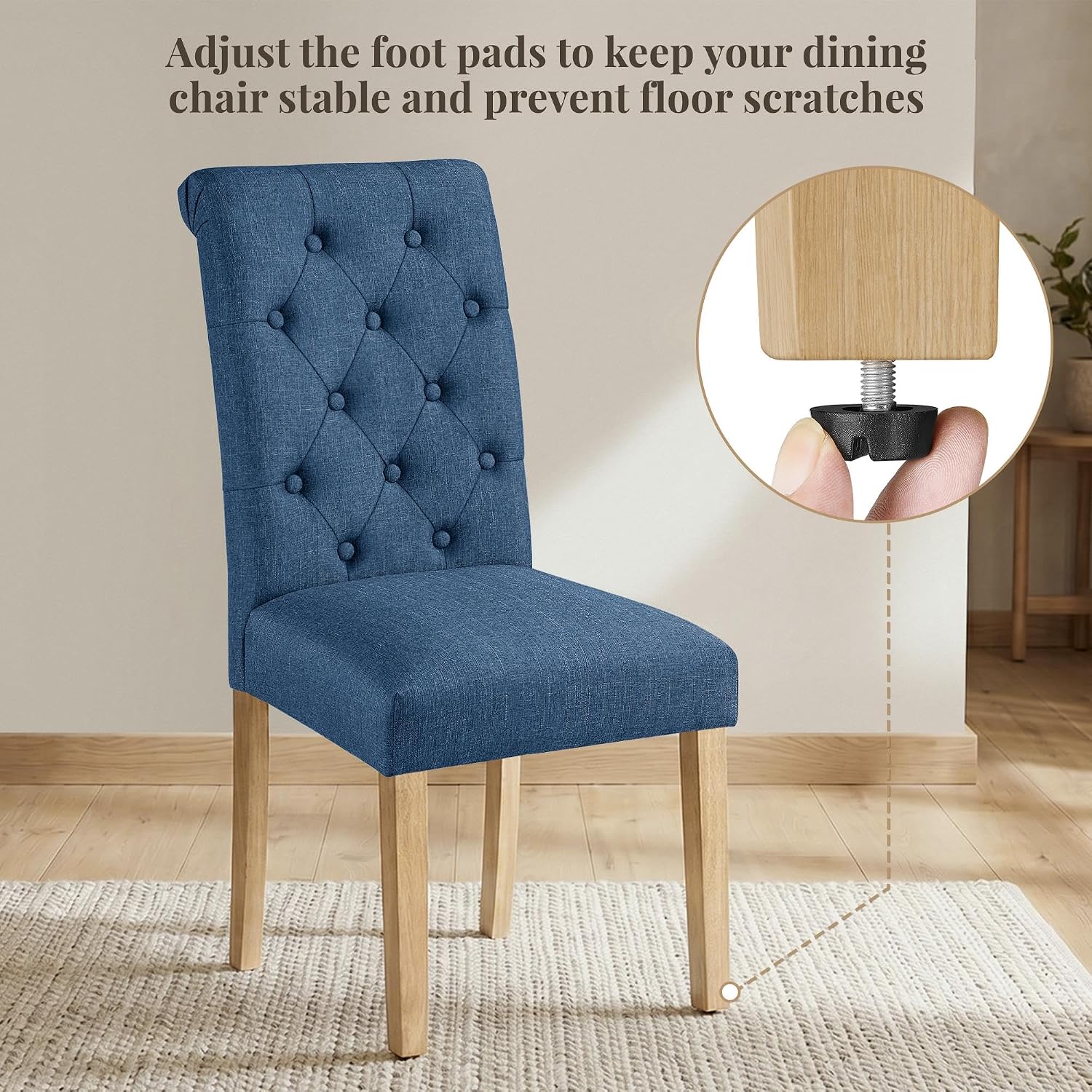 Yaheetech Dining Chairs Set of 2 Modern Upholstered Parson Chairs Dark Gray