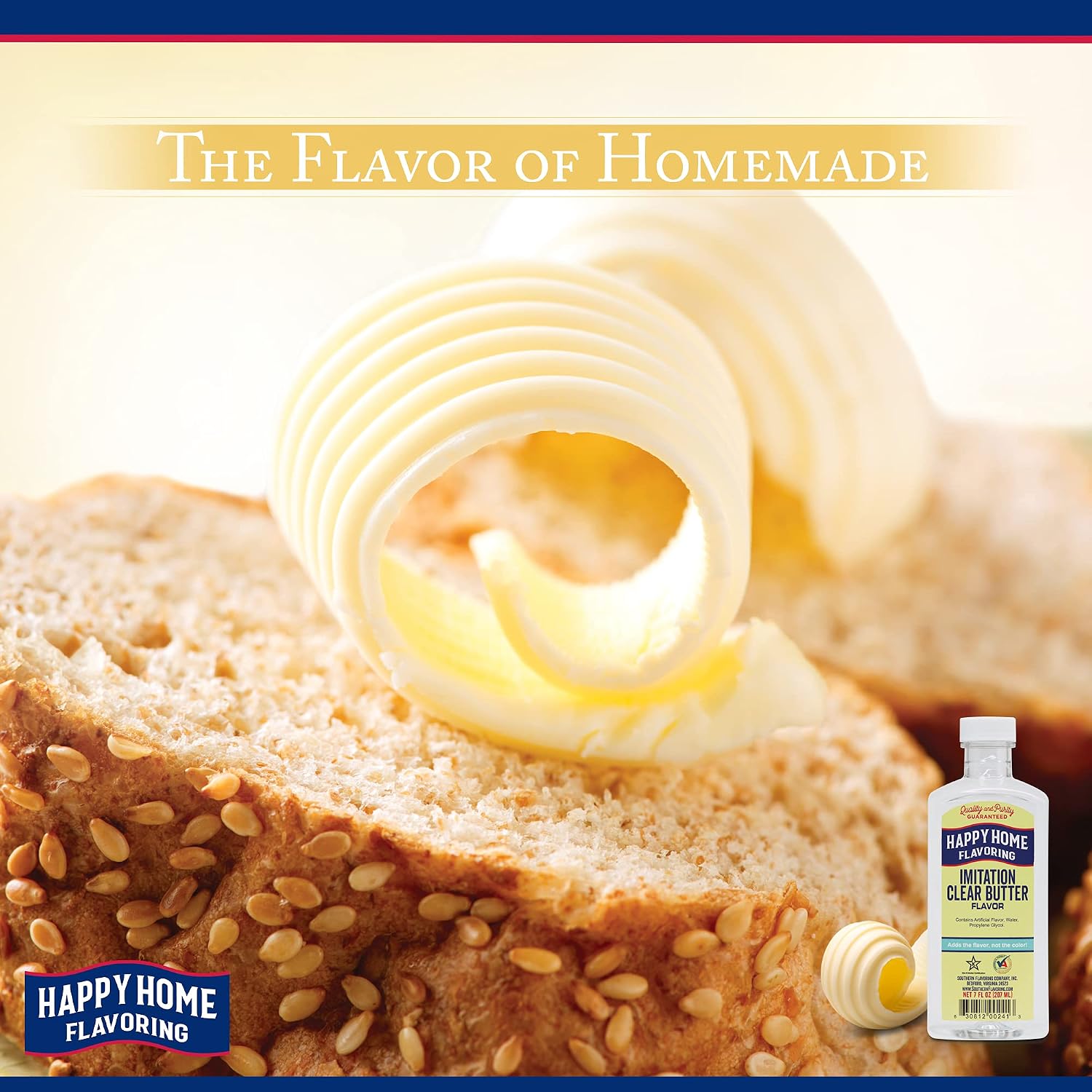 Happy Home Imitation Clear Butter Flavoring, Non-Alcoholic, Certified Kosher, 7 oz.