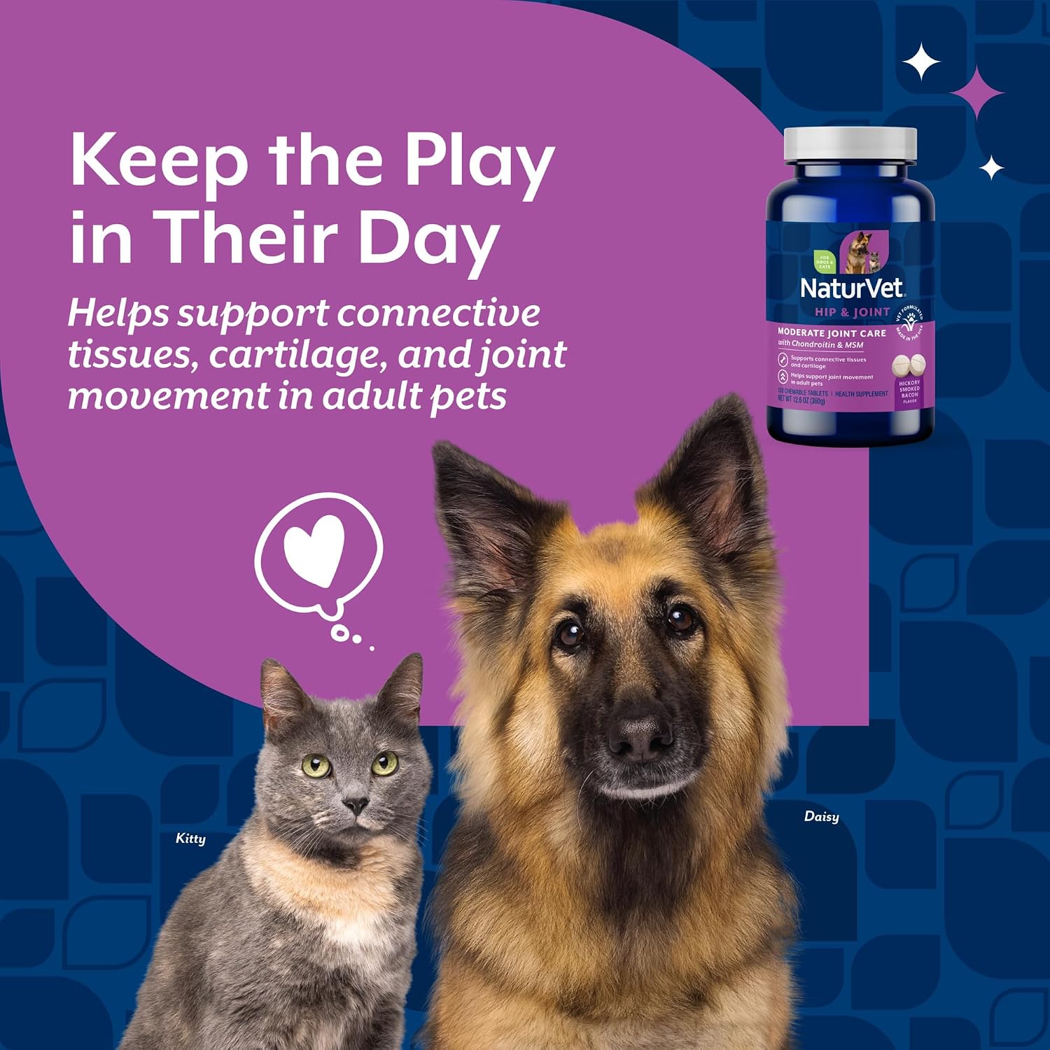 NaturVet – Glucosamine DS Plus - Level 2 Moderate Care – Supports Healthy Hip & Joint Function – Enhanced with Glucosamine, MSM & Chondroitin – for Dogs & Cats–70 Soft Chews