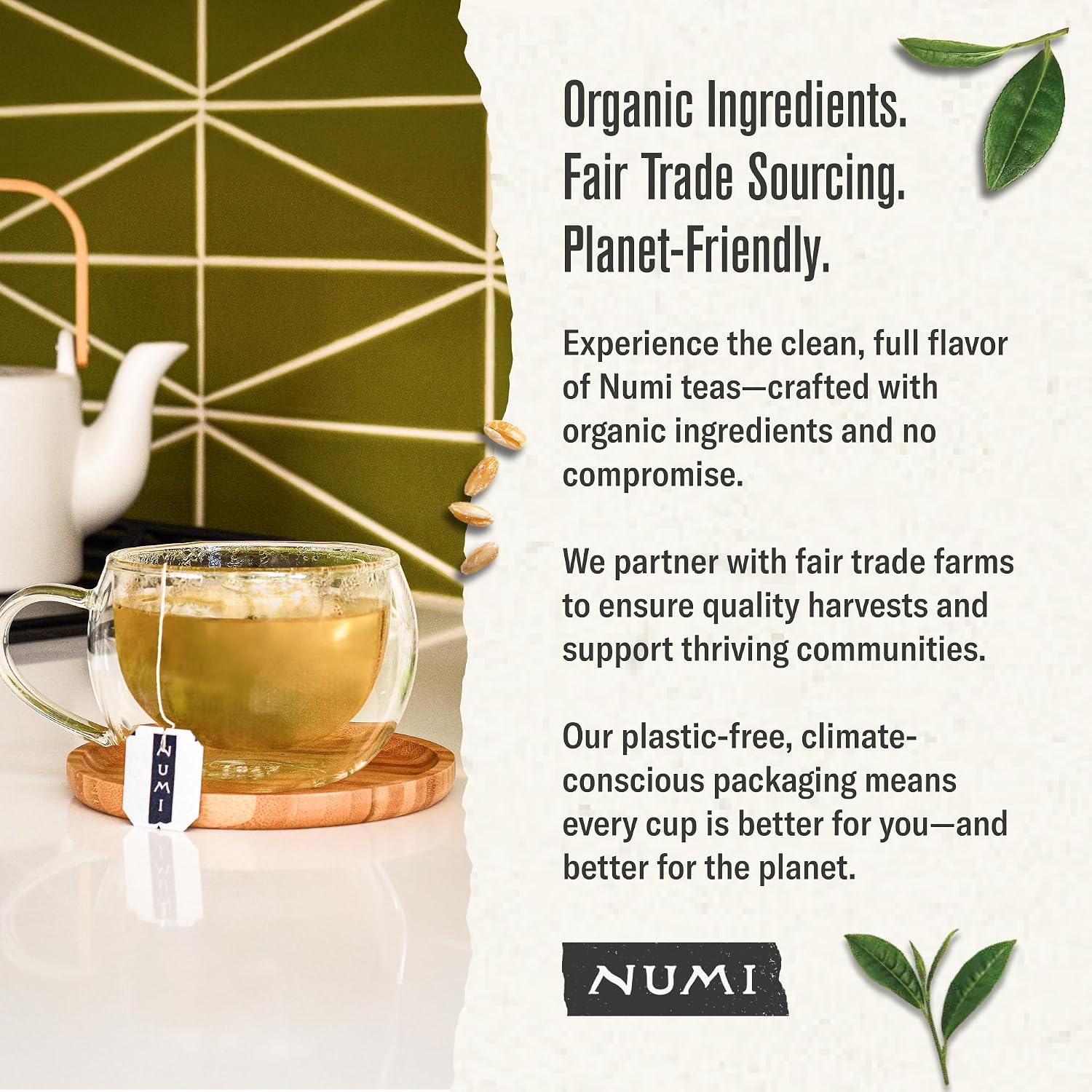 Numi Organic Gunpowder Green Tea – 54 Green Tea Bags – Bold, Smooth Flavor, Packed with Antioxidants, Naturally Energizing, Microplastic-Free Tea Bags