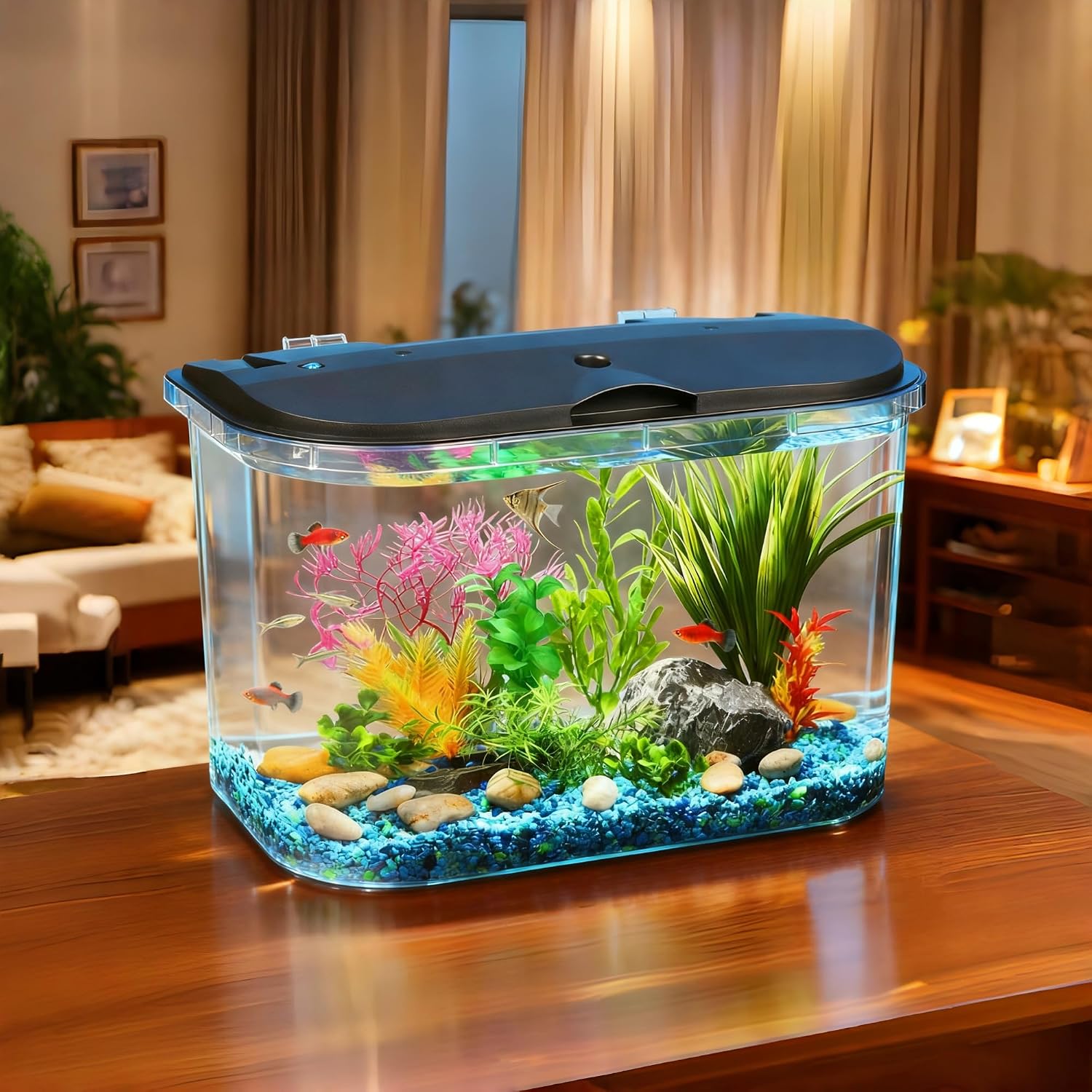Koller Products 5-Gallon Aquarium Kit with LED Lighting and Power Filter, Ideal for a Variety of Tropical Fish