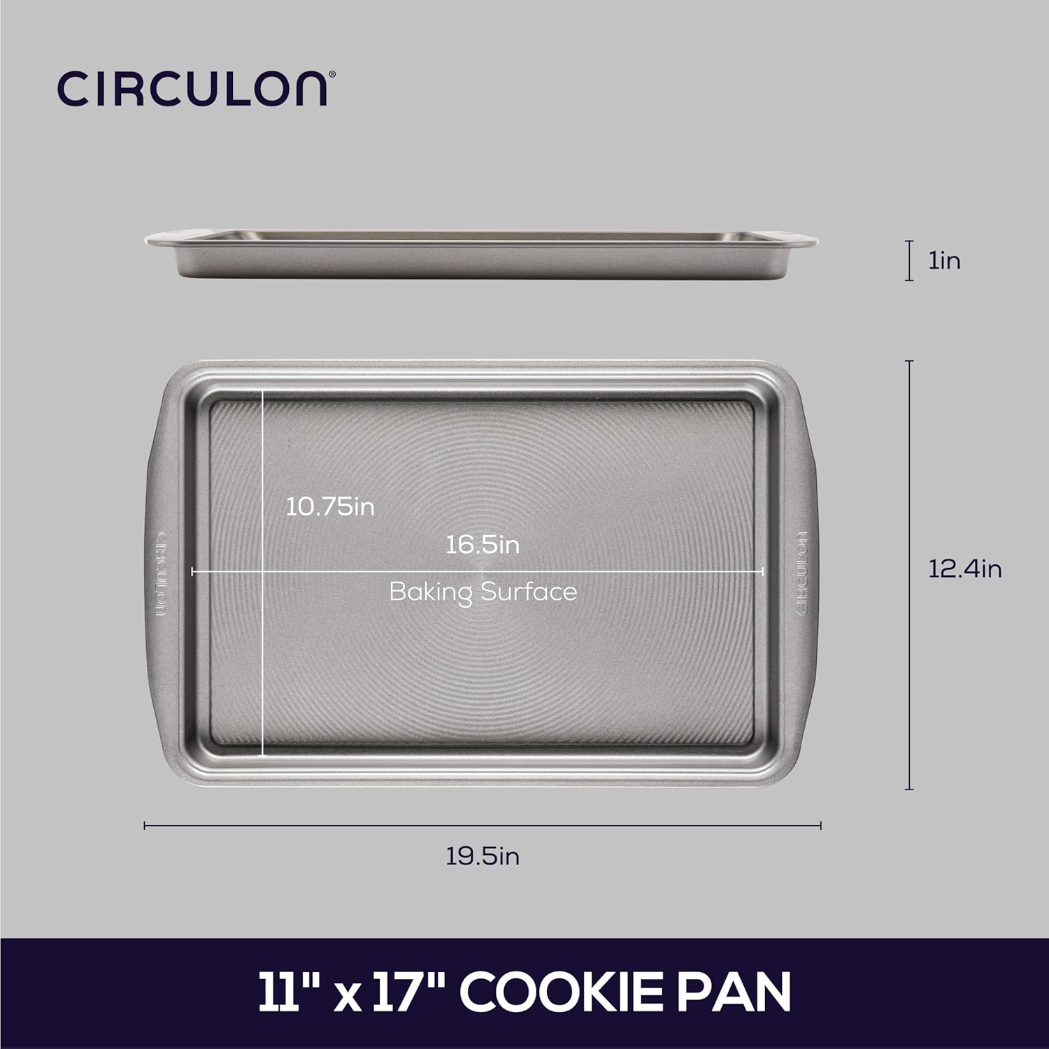 Circulon Bakeware Nonstick Cookie Pan Set, Cookie Sheets for Baking, 2-Piece, Gray