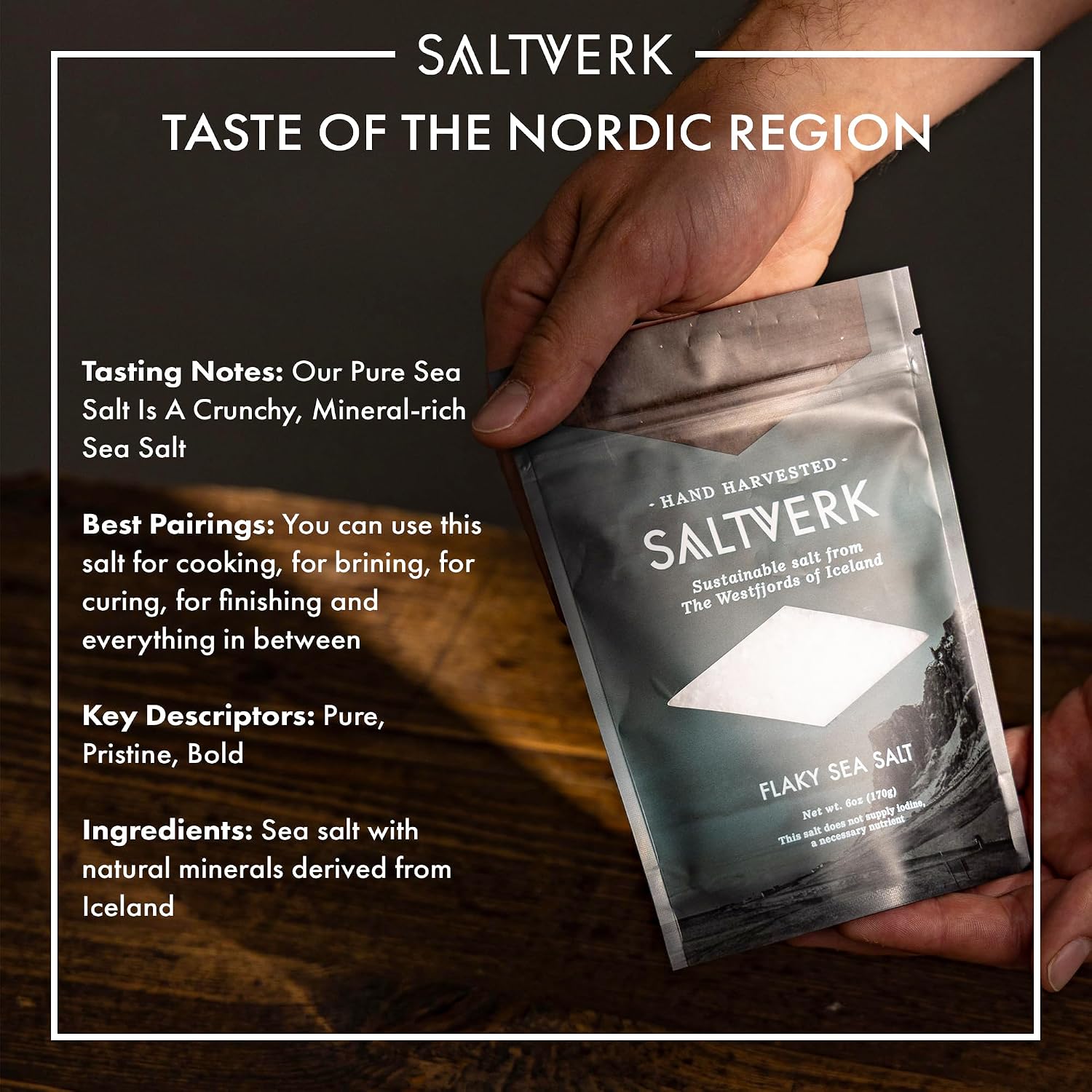 Saltverk Sea Salt - Seaweed 3.17 Oz | Gourmet, Icelandic, Hand Harvested and Sustainably Made