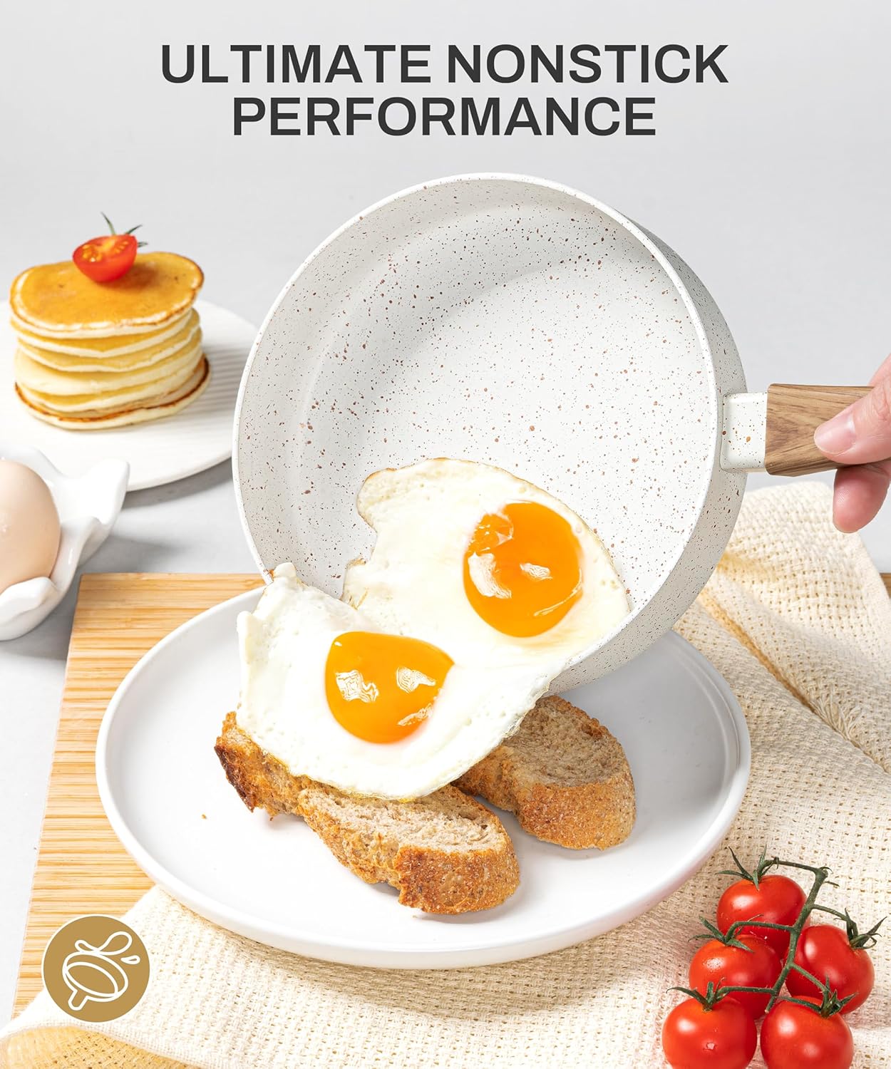 MICHELANGELO 8 Inch Nonstick Frying Pan with Lid, Non Stick Small Frying Pan with Non-Toxic Coating, Non-Stick Skillet with Ergonomic Handle