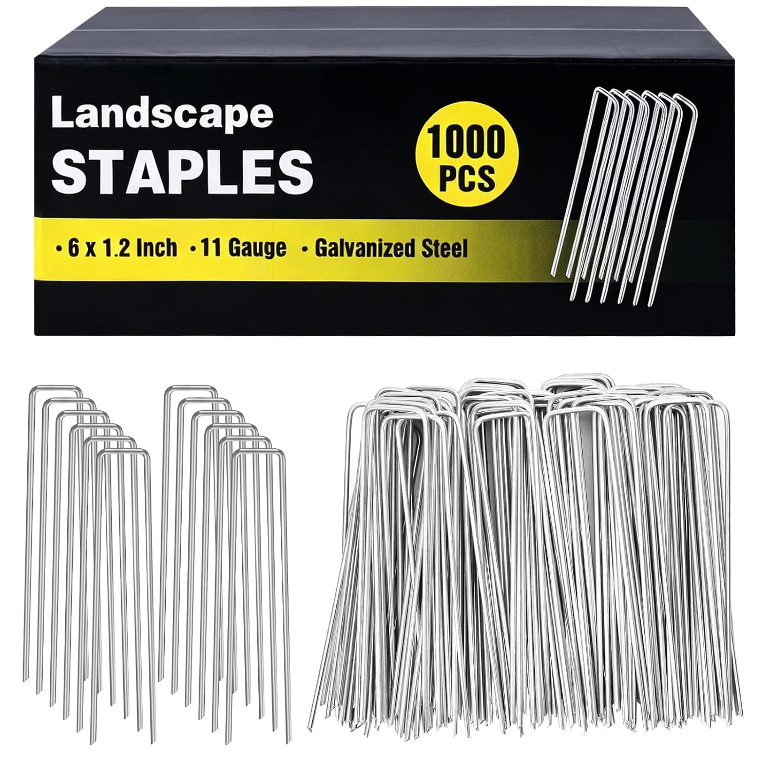 HongWay 240 Pack Landscape Staples 6 Inch, Galvanized Garden Stakes