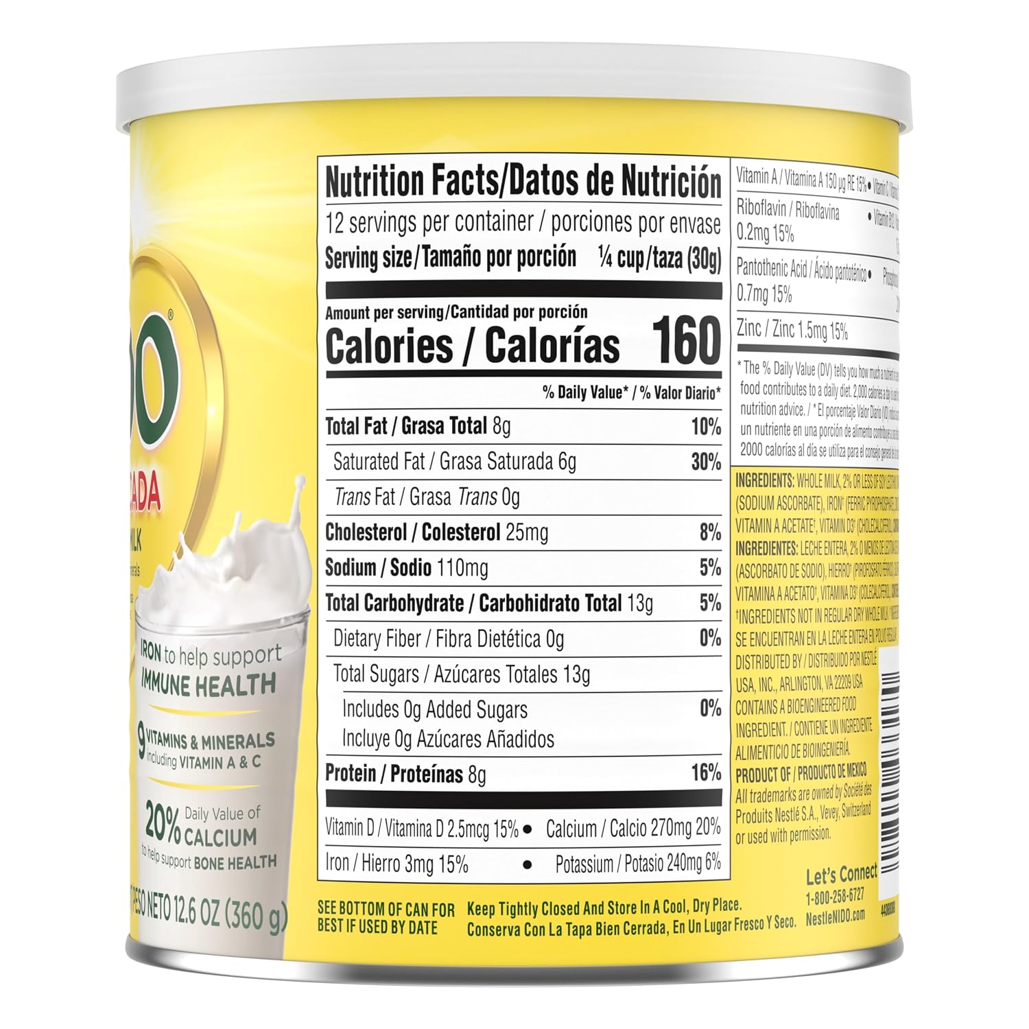 Nestle Nido Fortificada Whole Milk Powder, 28.1 Oz