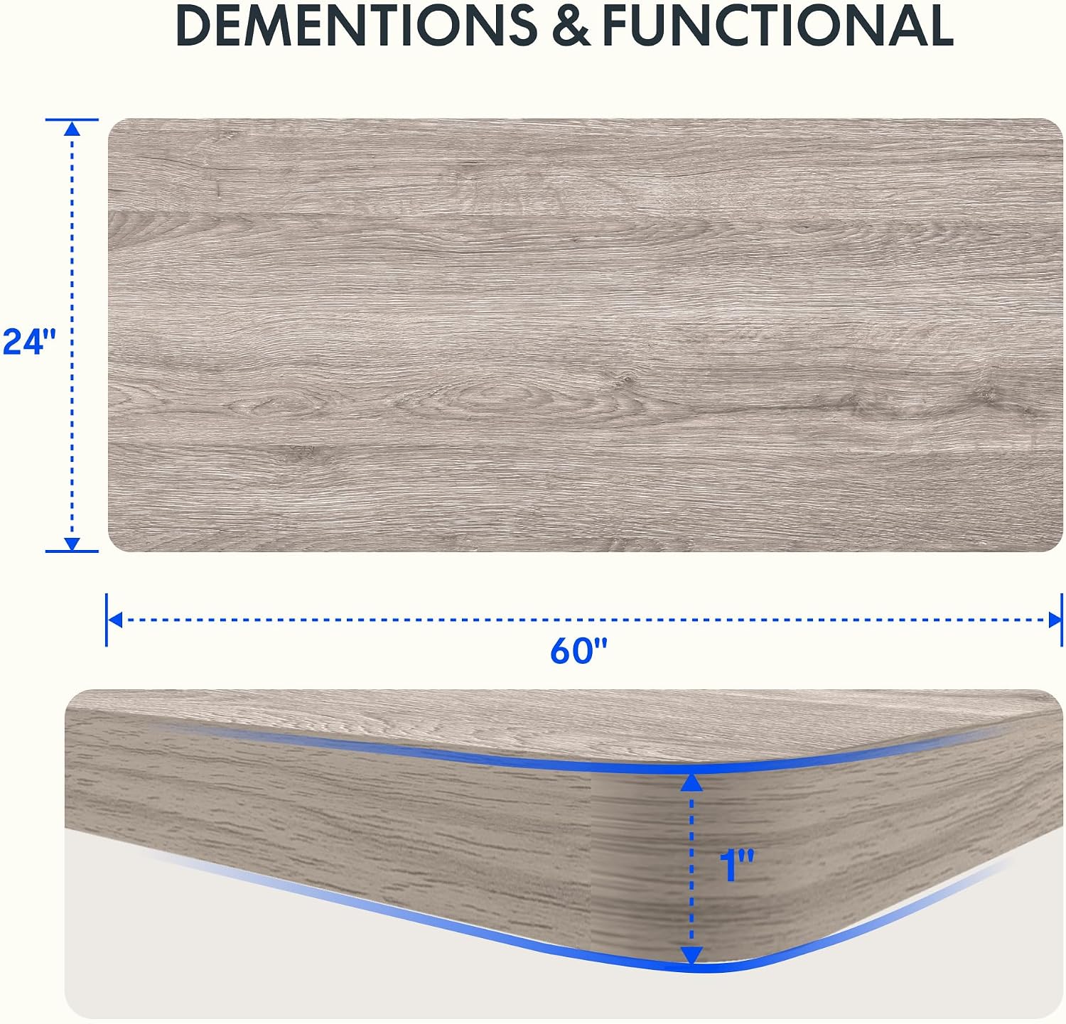 FLEXISPOT Acacia Solid Wood 55"x28" Butcher Block Desktop, Walnut | Acacia Solid Wood, Thick Beveled Edge, For Standing Desk, Office Table, Workbench, DIY Furniture Projects