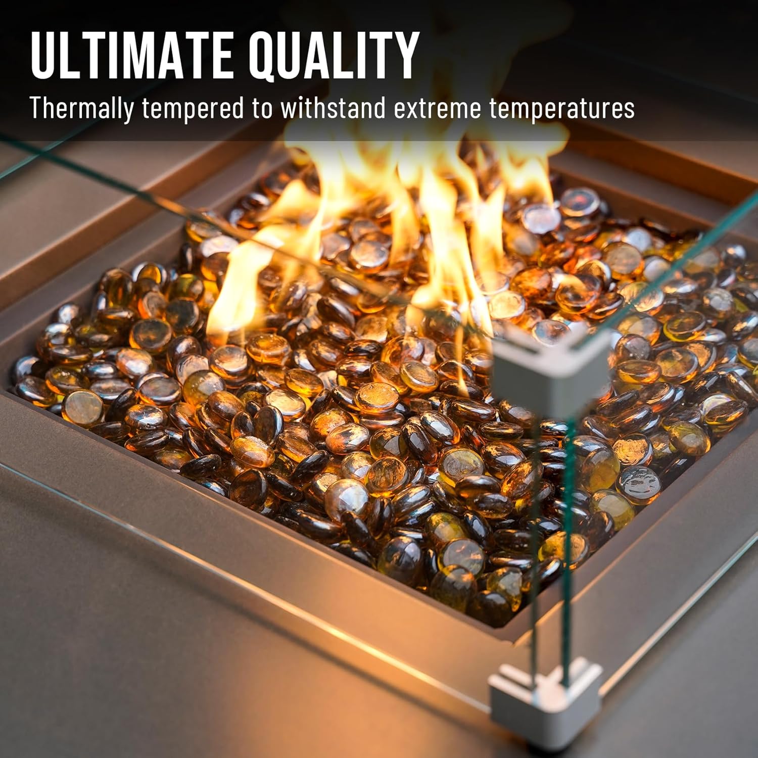 Skyflame 10-Pound Fire Glass Beads for Fire Pit Fireplace, Onyx Black