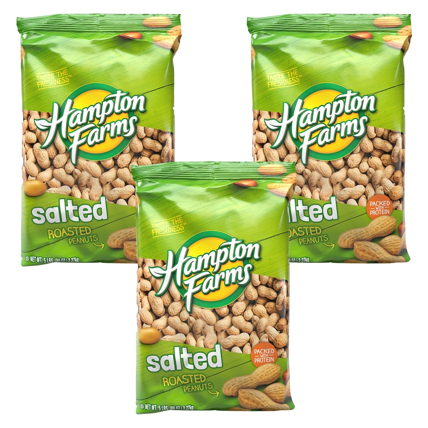 Hampton Farms - USA Grown All-Natural - Fancy Roasted In-Shell Salted Peanuts - 5 lb. Bag