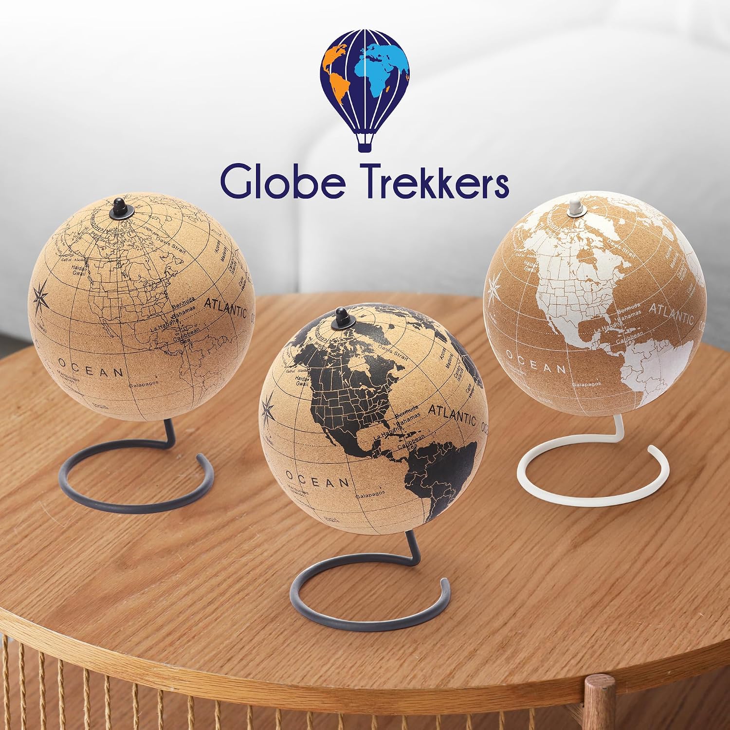 Cork Globe with Push Pins - 9.4” Globe with Map of the World and Rotating Stand for Adults