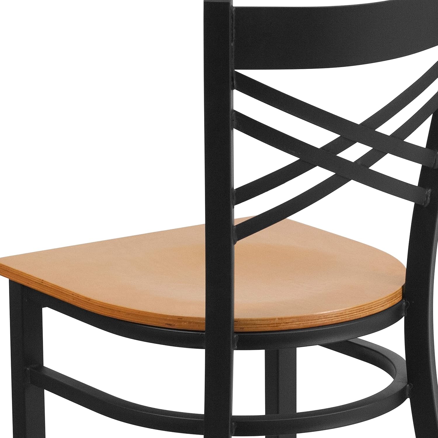 Flash Furniture Hercules Series "X" Back Metal Restaurant Chairs, Modern Upholstered Armless Dining Chairs for Restaurants/Kitchens, Set of 2, Black