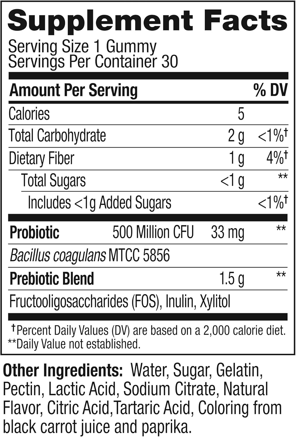 OLLY Probiotic + Prebiotic Gummy, 500 million CFUs, Peachy Peach - 30 Count