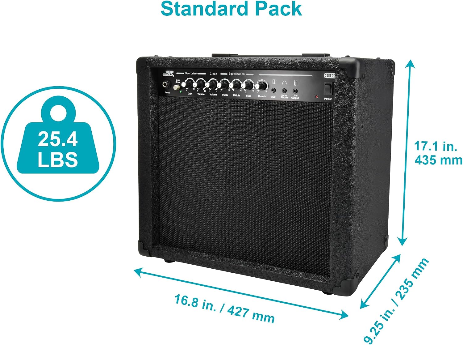 Monoprice 1x10 Guitar Combo Amplifier - Black 40-Watt, Spring Reverb, 10-Inch 4-Ohm Speaker, High & Low Inputs, Headphone Output - Stage Right Series