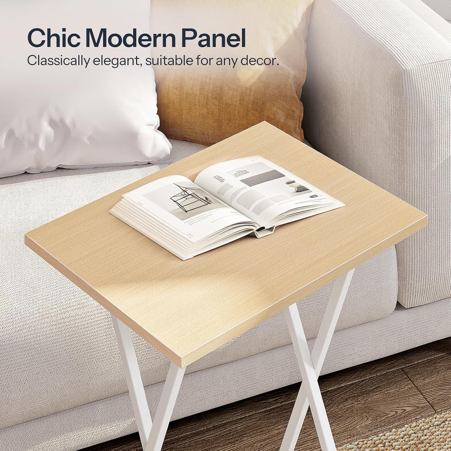 HOOBRO Folding TV Tray Tables, Set of 2 Side Table for Small Space, Industrial Snack Tables for Eating at Couch, Stable Metal Frame, Easy Assembly