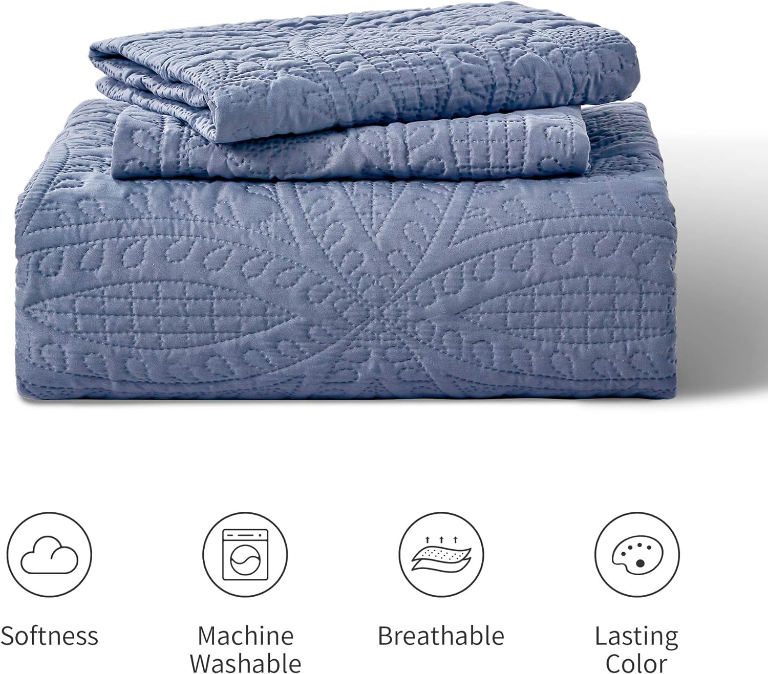 Love's cabin Quilts for Queen Bed Blue Bedspreads - Soft Bed Summer Lightweight Bedspread Comforter - Modern Style Coin Pattern Coverlet for All