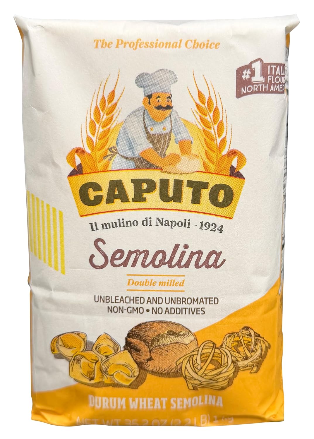 Antimo Caputo Semolina Wheat Flour 2.2 LB (Pack of 6) Bulk - Italian Durum Semola Di Grano - All Natural Dough for Fresh Pasta