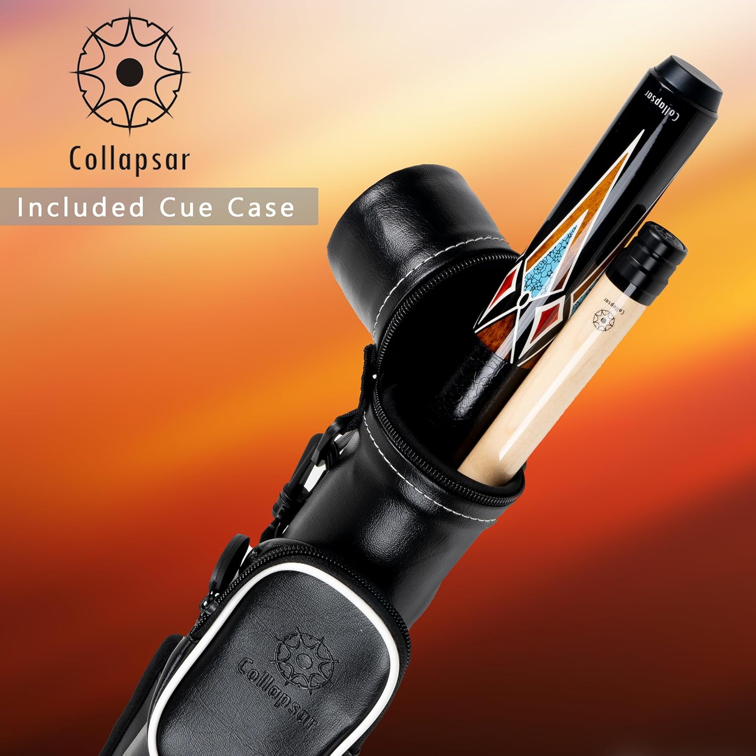 Collapsar CA Pool Stick with 1X1 Hard Case 58" Billiard Cue Stick | Canadian Maple Shaft with 13mm Cue Tip,19-21 oz Professional Pool Cue Set