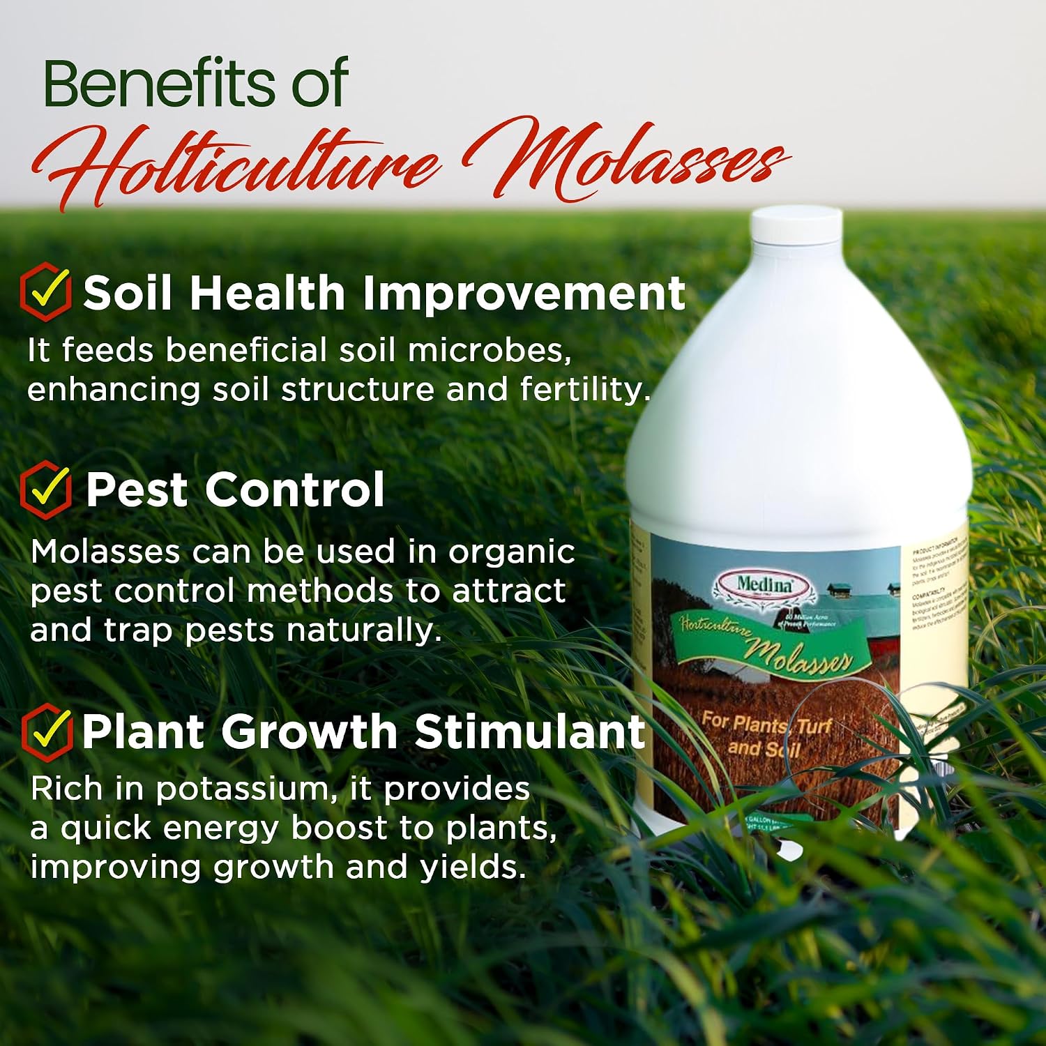 Medina Horticultural Molasses, 1 Qt - Nutrient-Rich Soil & Plant Feed | Feeds beneficial microbial life; supports organic gardening; versatile on lawns, gardens & trees