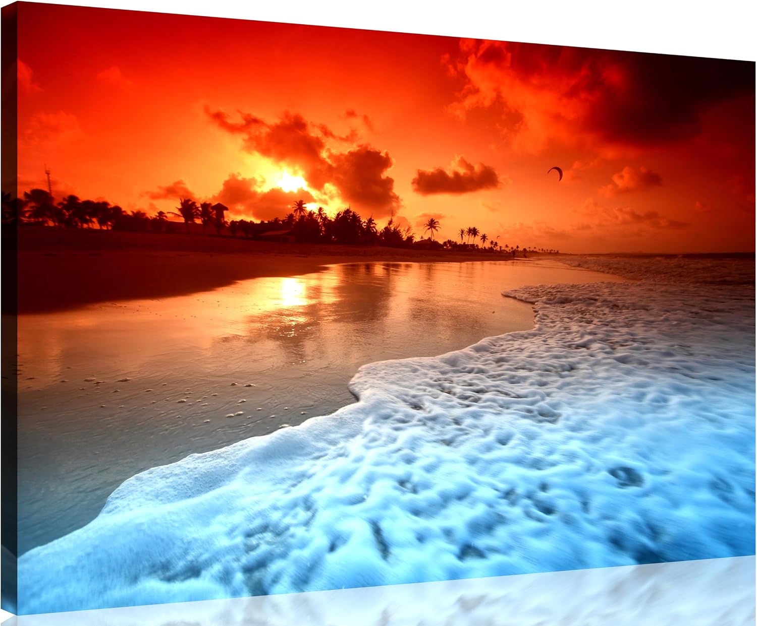 TutuBeer 3 Panel Beach Canvas Wall Art for Home Decor Blue Sea Sunset White Beach Painting the Picture Print on Canvas Seascape the Pictures for Home Decor Decoration,Ready to Hang