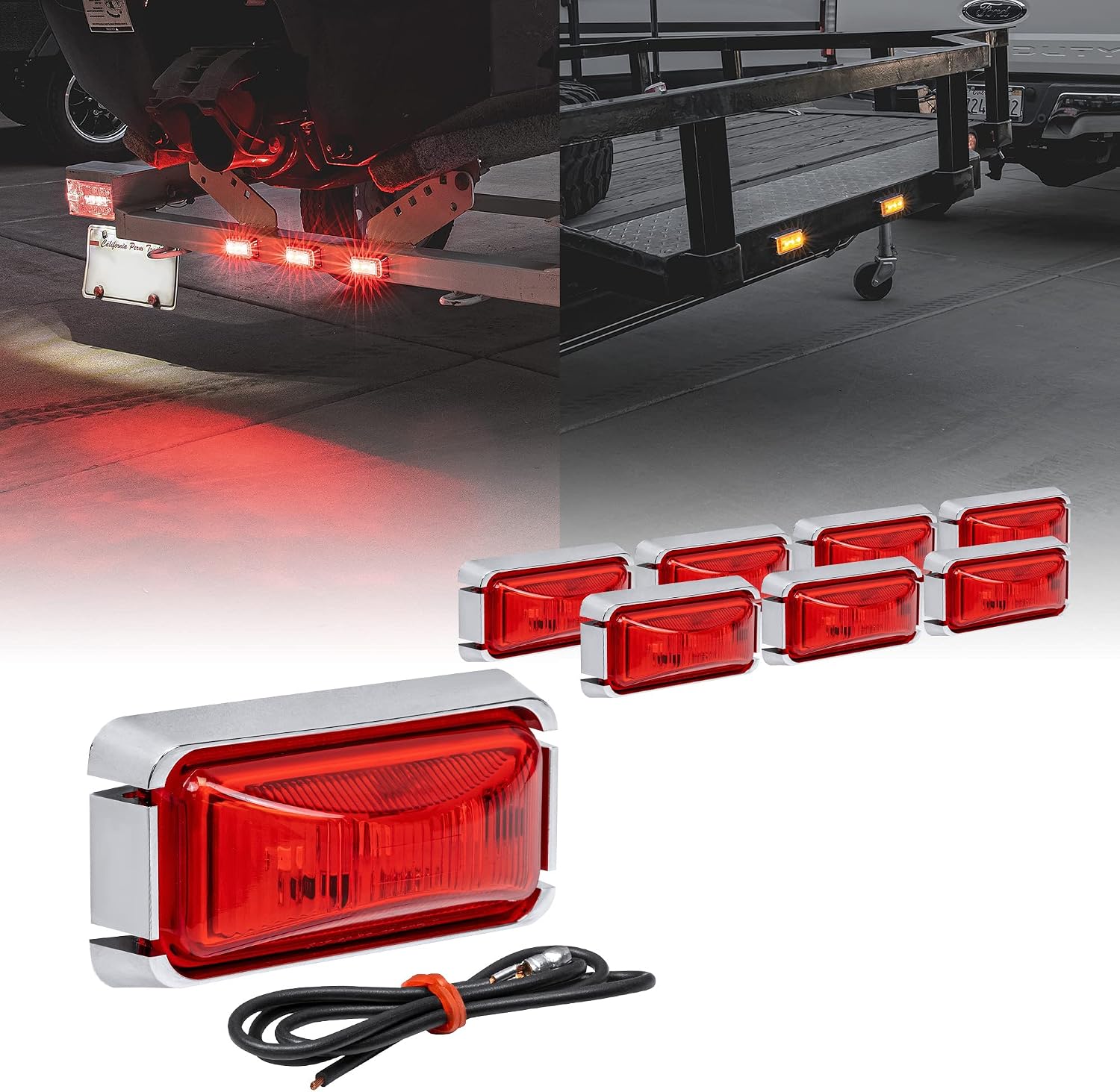 TRUE MODS 2pc 2.5" Amber Rectangle LED Trailer Marker Lights for Truck RV