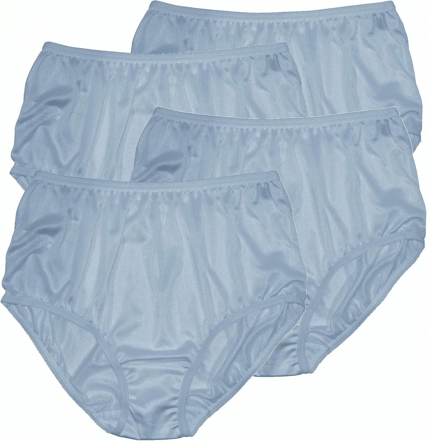 Teri Women's 331 Plain Jane Classic Nylon Silky-Smooth Lightweight Breathable Full Coverage Brief Panty - 4 Pack
