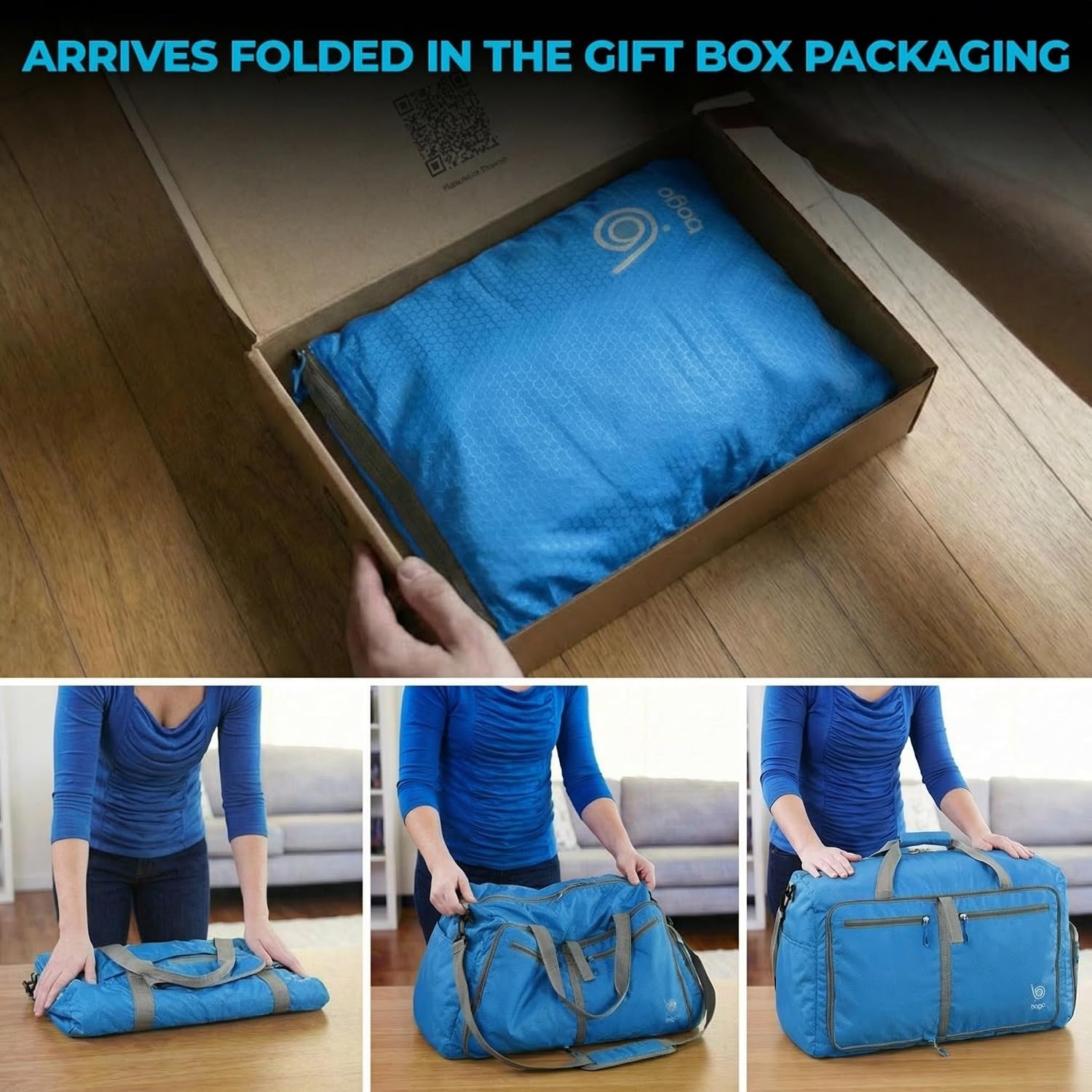 Bago Large Duffle Bag for Travel Women & Men. Durable Lightweight Foldable Travel Duffel Bags For Traveling Women. 80L Duffle Bags For Overnight Bag With Shoe Compartment Collapsible Weekender duffel