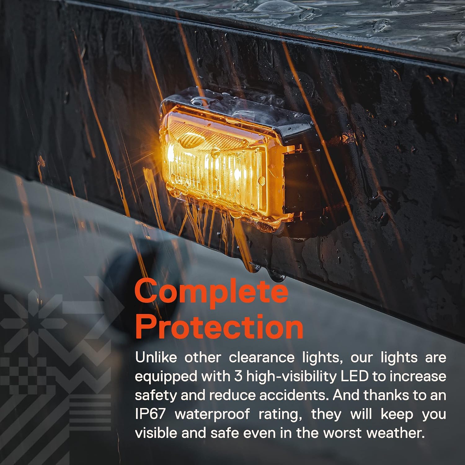 TRUE MODS 2pc 2.5" Amber Rectangle LED Trailer Marker Lights for Truck RV