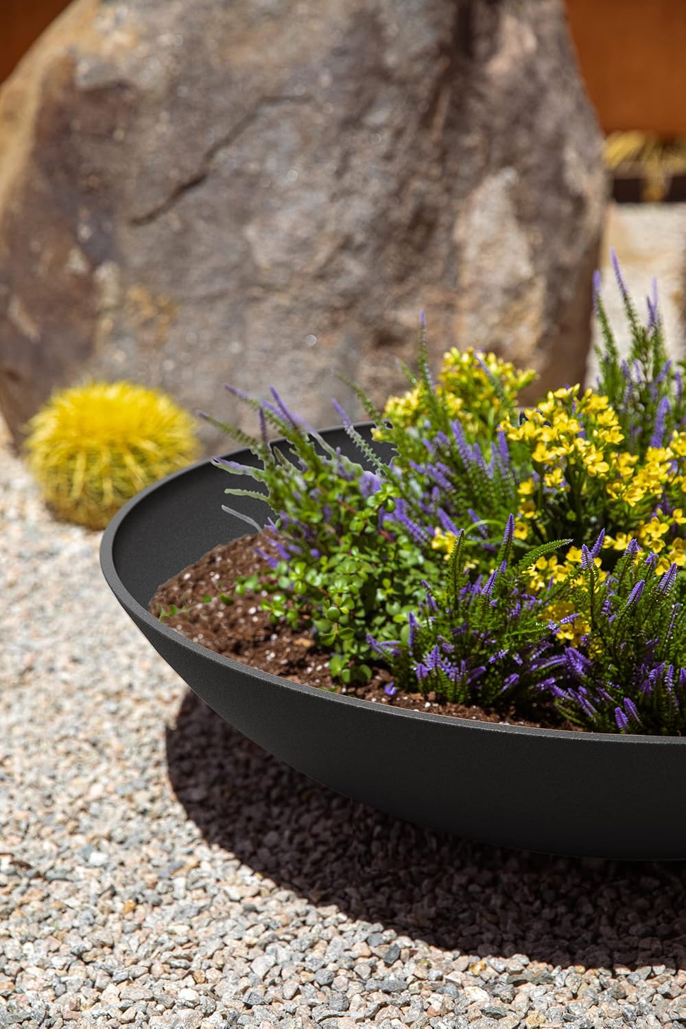 Veradek Mason Series Lane Bowl - Large Outdoor Bowl Planter | Made From a Durable Plastic-Stone Composite With Pre-Drilled Drainage Holes. Modern Patio/Tabletop Décor