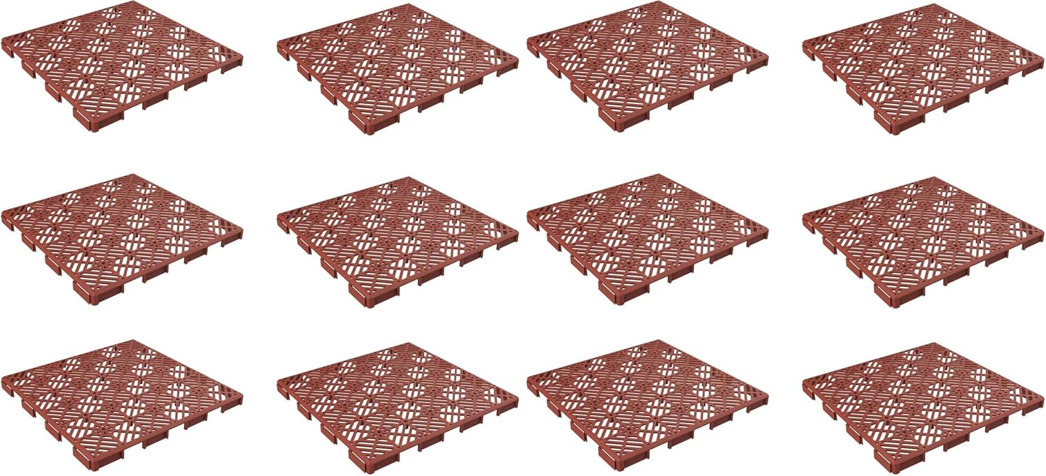 Deck Tiles - 6-Pack Pavers - Polypropylene Interlocking Patio Tiles - Outdoor Flooring for Patio, Porch, Garage, or Pool Deck by Pure Garden (Terracotta)