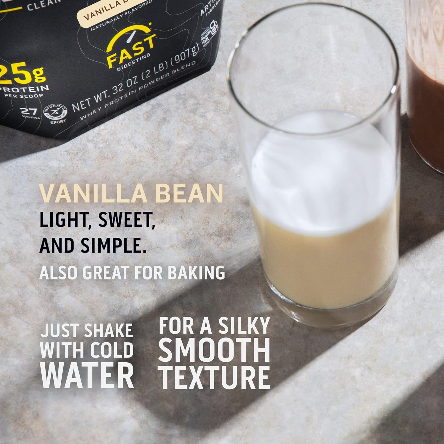 Ascent 100% Whey Protein Powder - Post Workout Whey Protein Isolate, Zero Artificial Flavors & Sweeteners, Gluten Free, 5.5g BCAA, 2.6g Leucine, Unflavored 2 lb