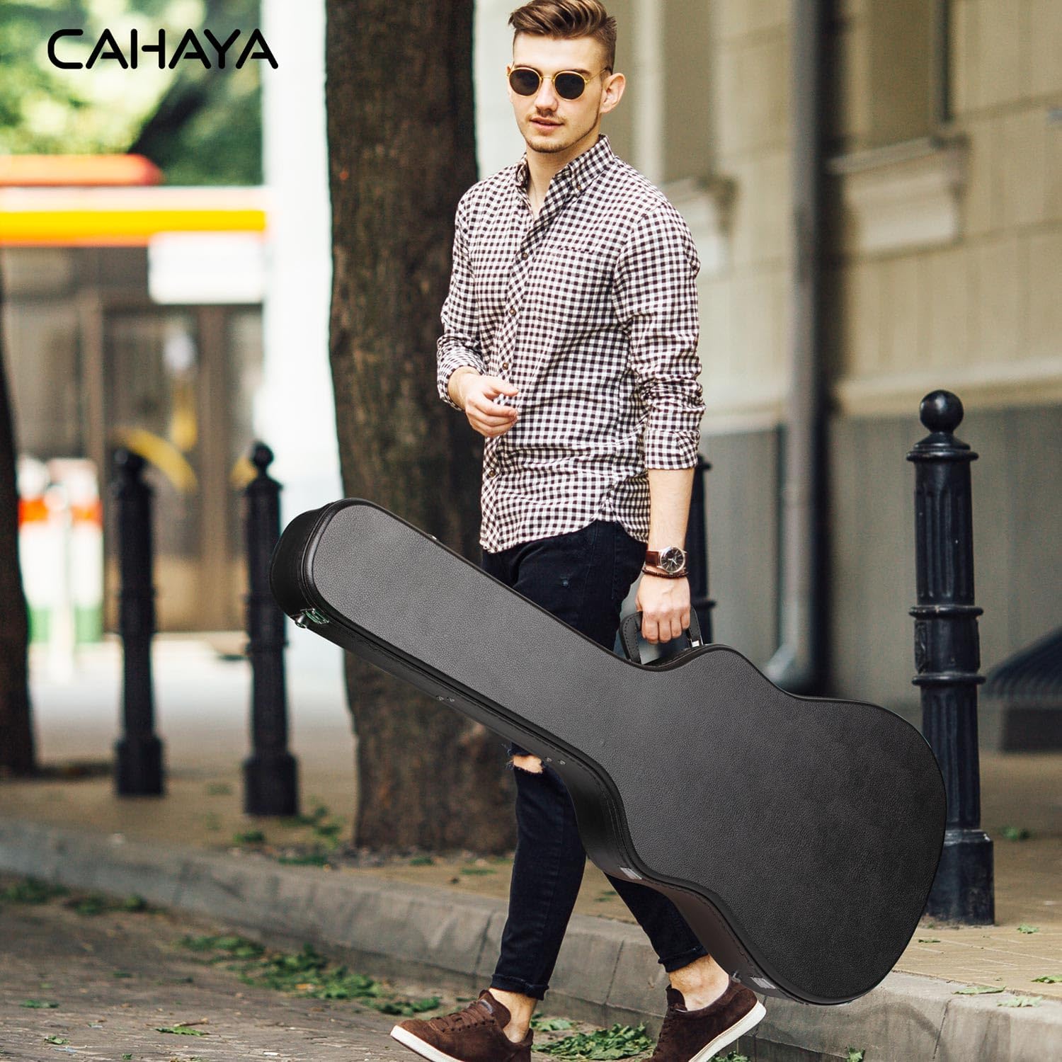 CAHAYA Electric Guitar Bag Gig Bag 6mm Padding Padded Backpack with Reflective Bands Soft Guitar Case Black CY0225