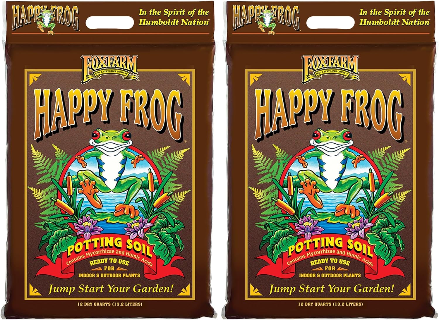 FoxFarm Happy Frog Potting Soil - Ready-to-Use Amended Container Blend with Soil Microbes, Earthworm Castings, Bat Guano, and Aged Forest Products for Indoor & Outdoor Plants - 12 Quart (4)