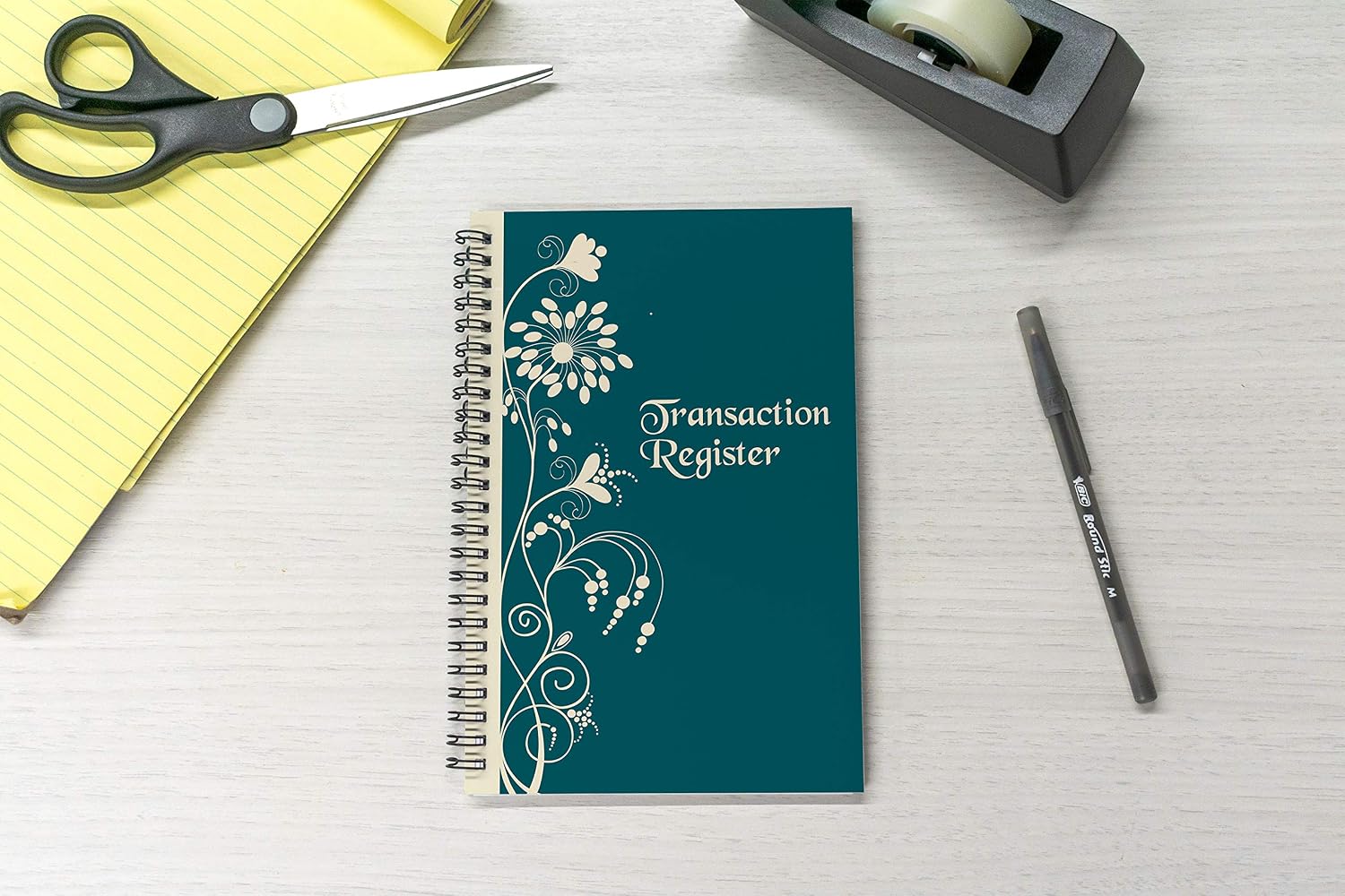 Top Spiral Bound Floral Filigree Checkbook/Transaction Register