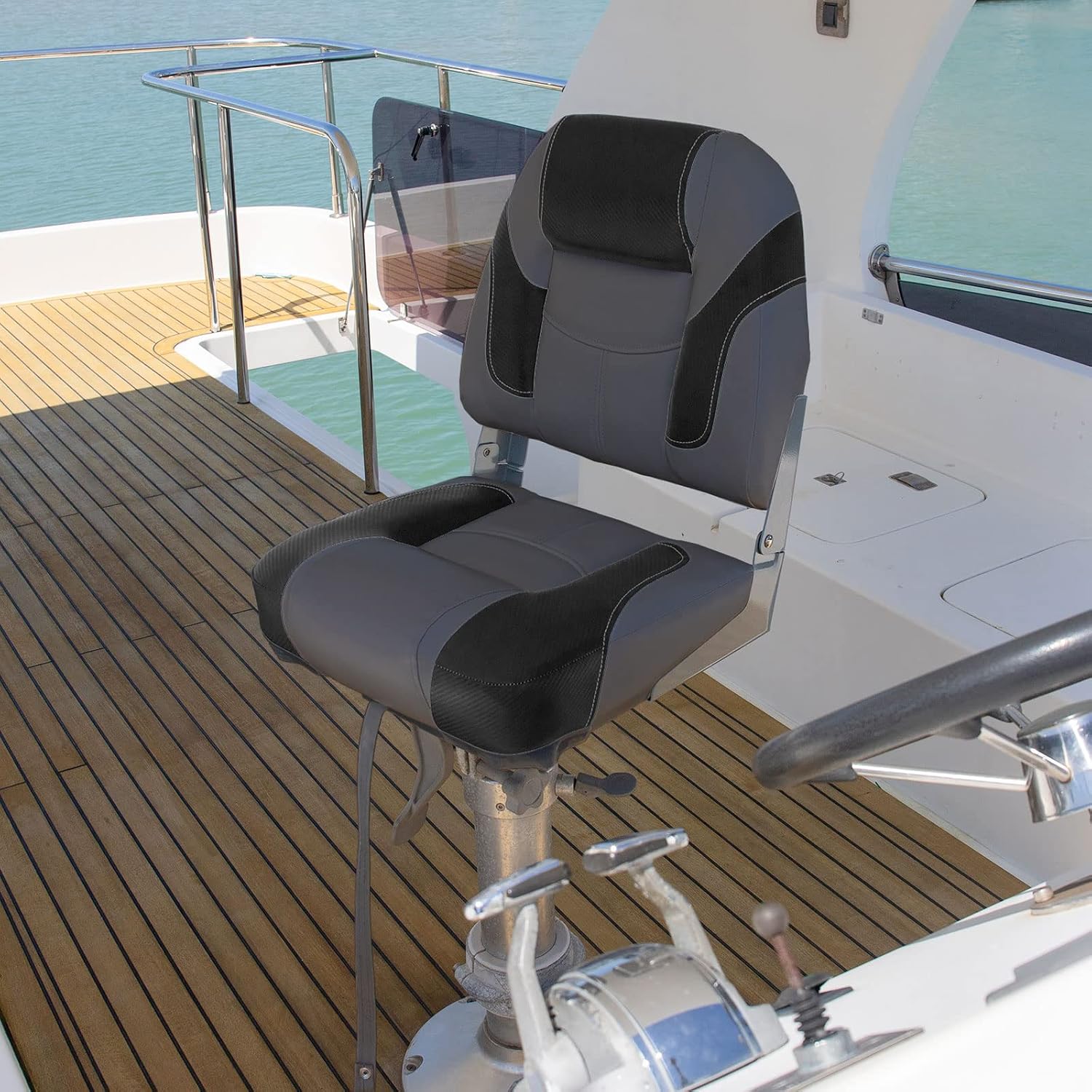 Leader Accessories Low/High Back Folding Fishing Marine Boat Seat 2 Pack