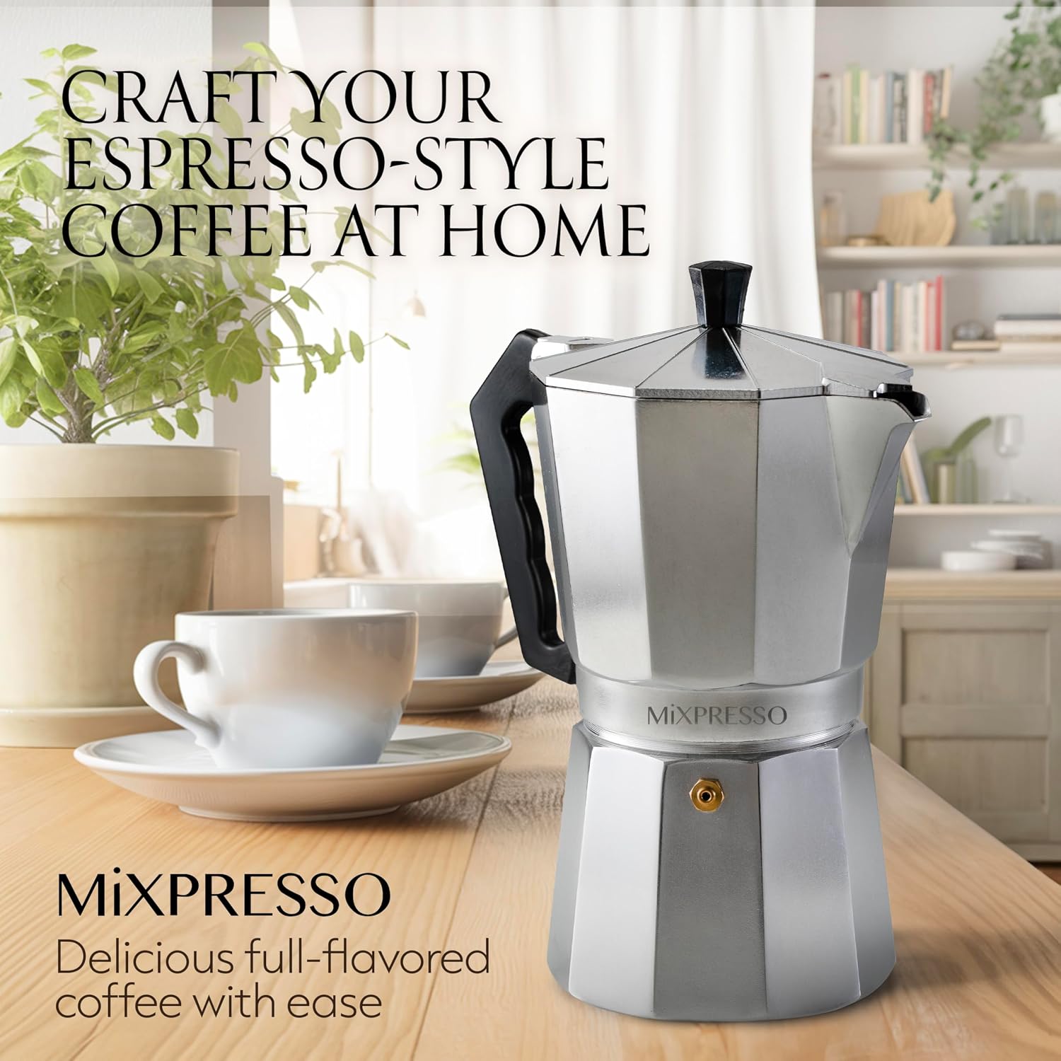 Mixpresso 3 Cup Moka Pot Stovetop Espresso Maker, Italian Cuban Coffee Pot