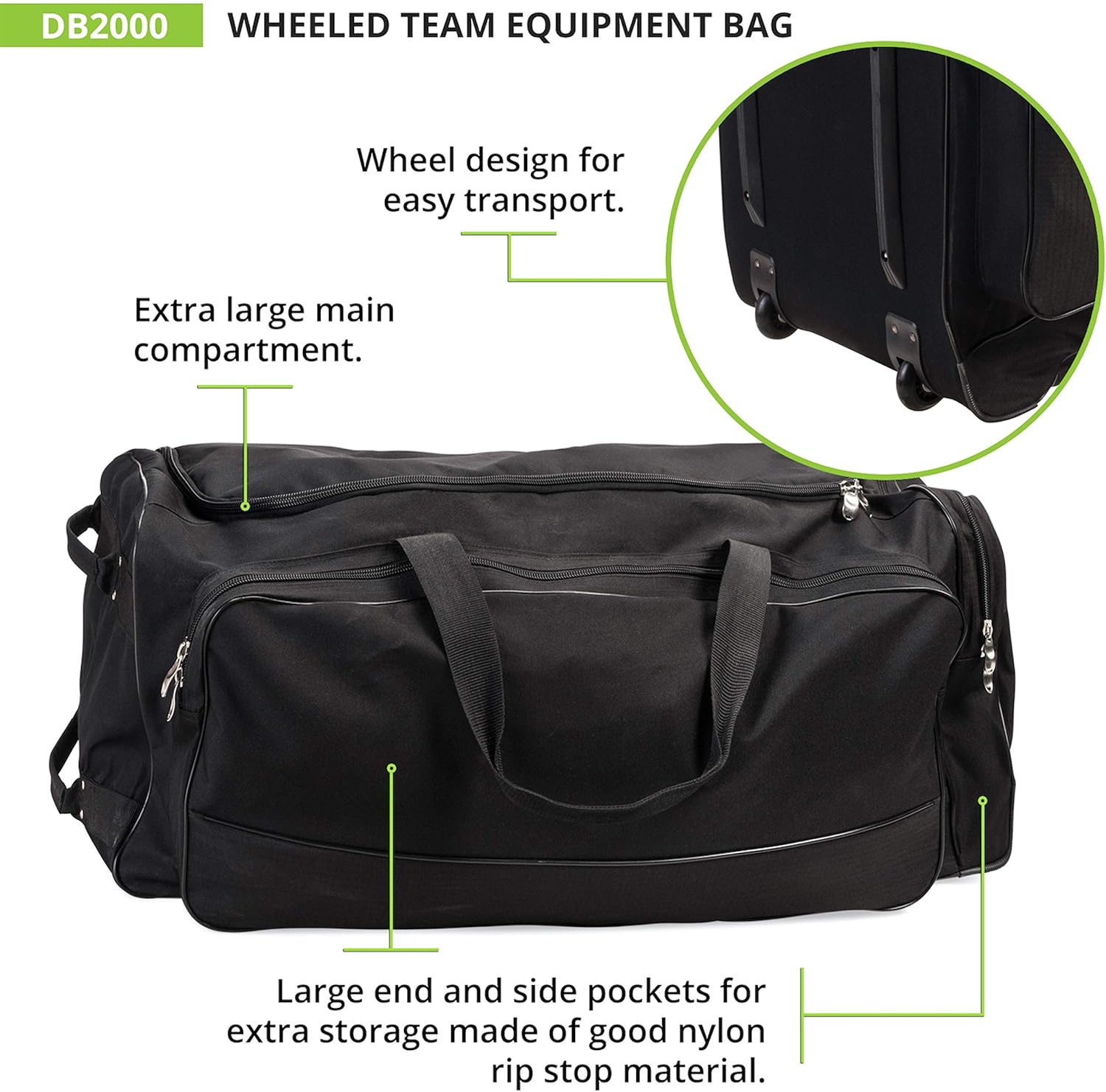 Champion Sports Wheeled Equipment Bag – Large Rolling Sports Gear Bag for Baseball, Football & Travel
