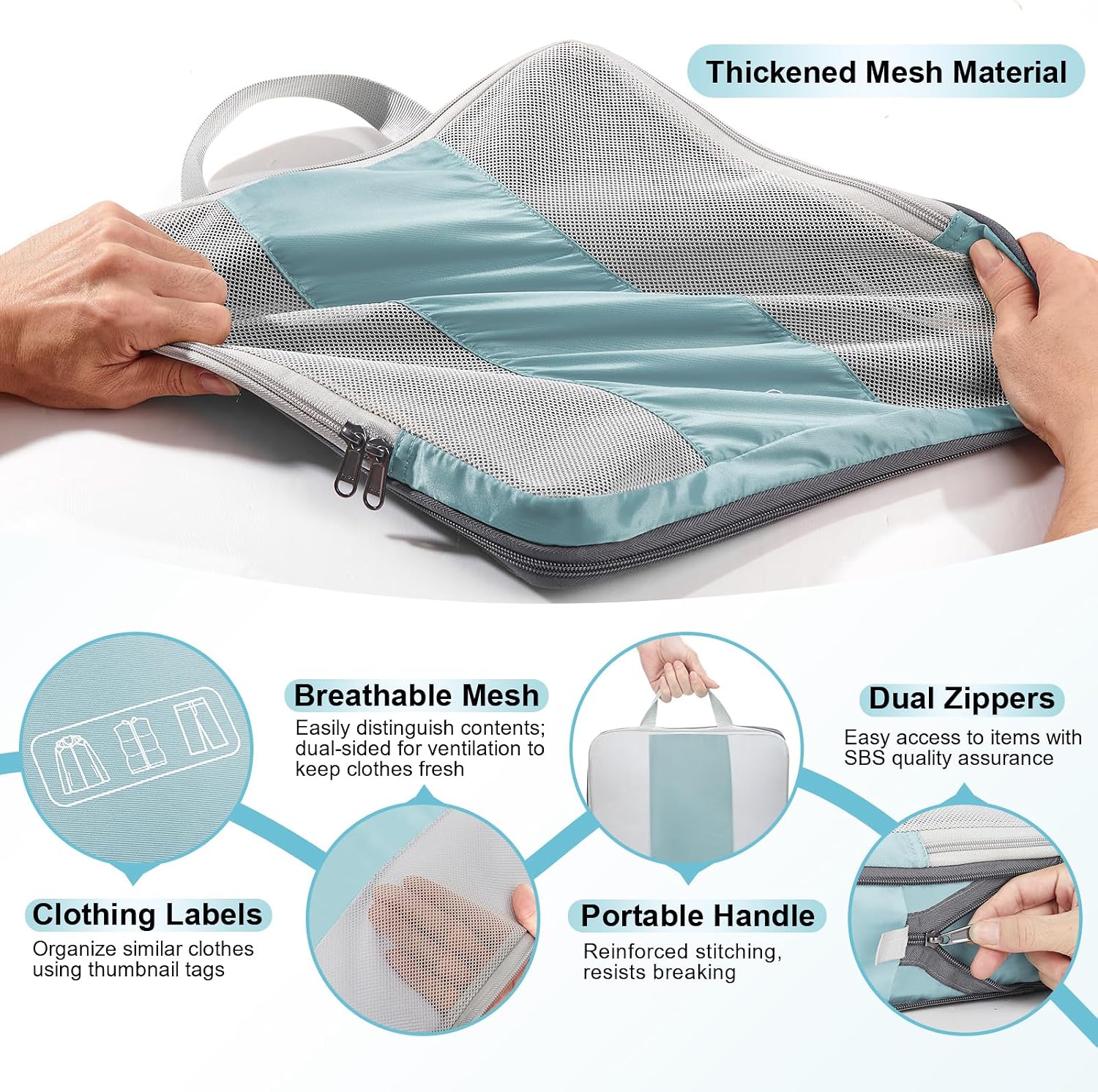 OlarHike 10 Set Compression Packing Cubes for Travel Essentials,Compressible Expandable Space Saver Bags for Organizing Clothes,Luggage Suitcase Garment Bags with Over 1000 pcs Mesh Holes(Black)