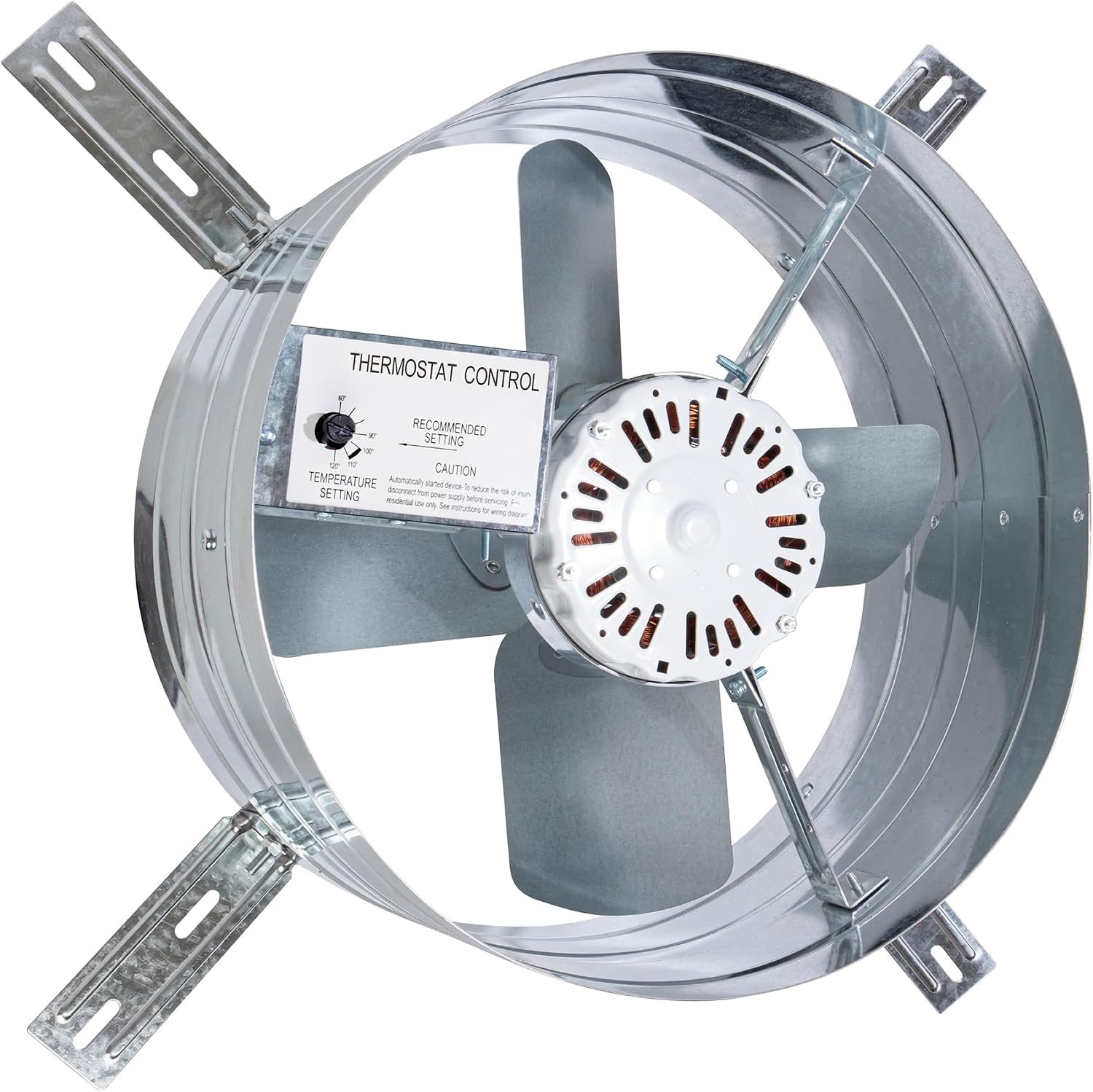 iLiving ILG8G14-12T Automatic Gable Mount Attic Ventilator Fan with Adjustable Thermostat, 2.85 Amp, 2339 CFM, Single-Speed | Automatic