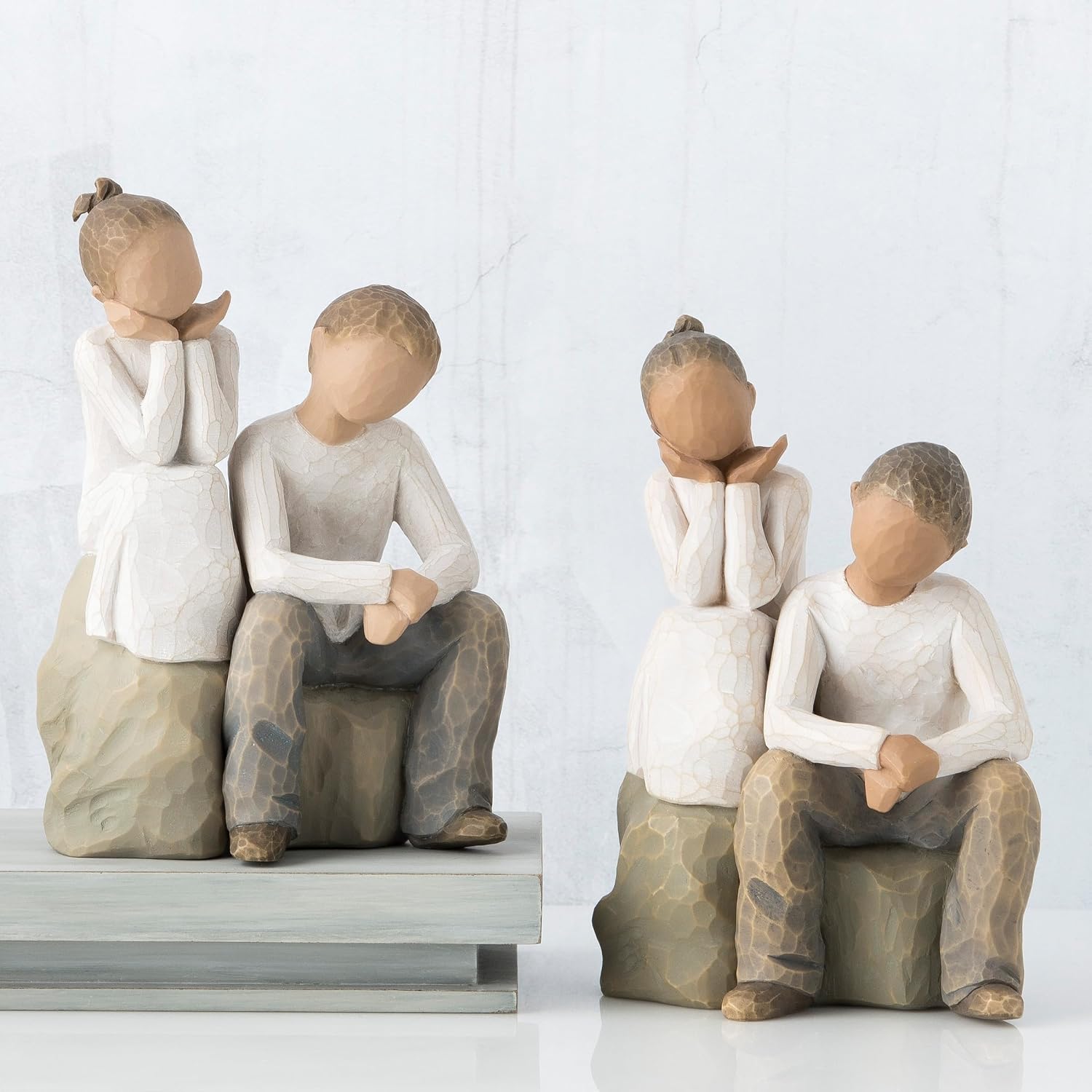 Willow Tree We are Three, Sculpted Hand-Painted Figure, Darker Skin | Cast from a Susan Lordi Original Carving, Celebrates Close Bonds, Meaningful Relationships, Thoughtful Keepsake Gift Idea
