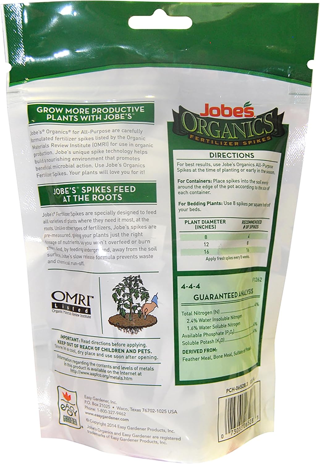 Jobe’s Organics All Purpose Fertilizer Spikes, Easy Plant Care Fertilizer for Vegetables, Flowers, Shrubs, Trees, and Plants, 50 Count