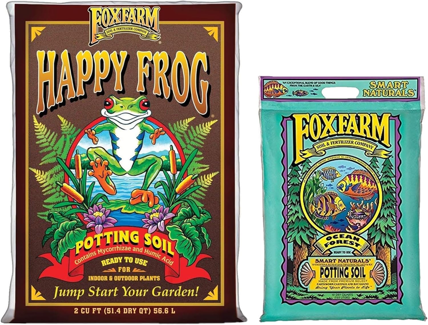 FoxFarm Happy Frog 2 Cu.ft Potting Soil + Ocean Forest 12qt Potting Soil